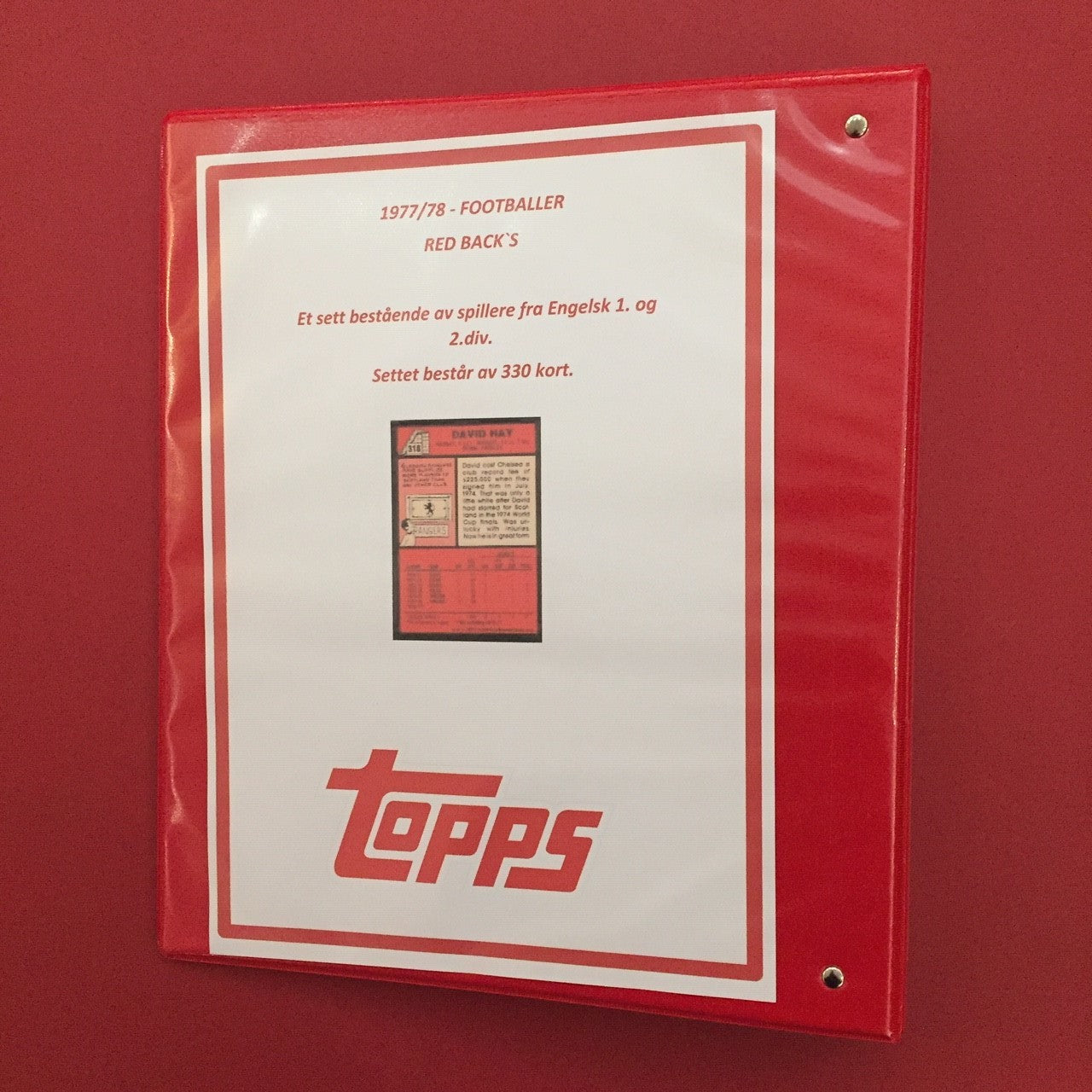 SAMLEPERM FOR TOPPS FOTBALLKORT 1977/78