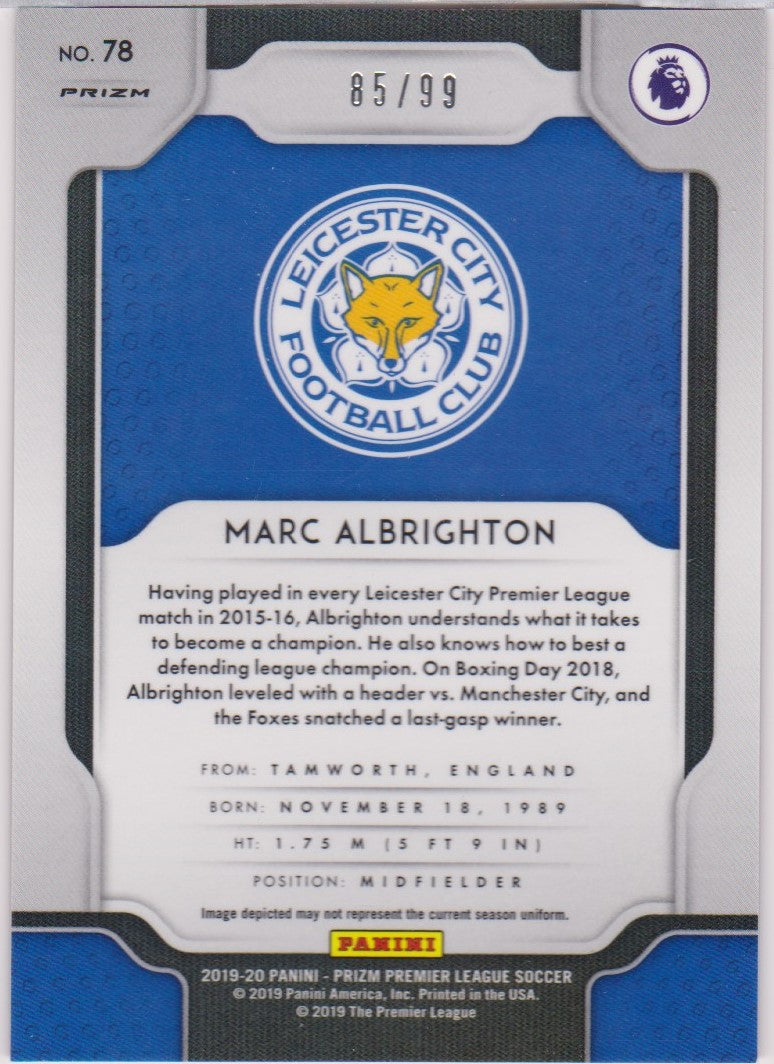 #/099-PURPLE. 078. MARC ALBRIGHTON - LEICESTER CITY - CARD 85 OF 99