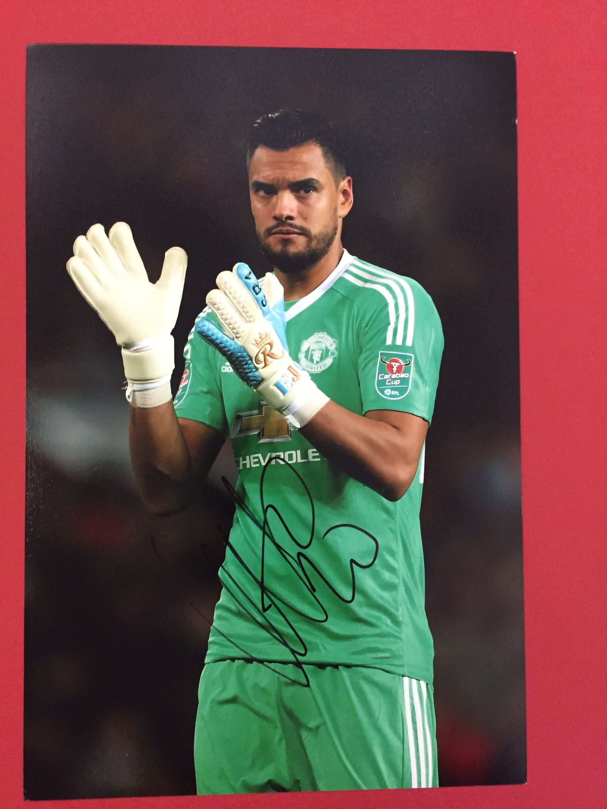 MANCHESTER UNITED - SERGIO ROMERO - SIGNERT BILDE MED EKTEHETSBEVIS/COA