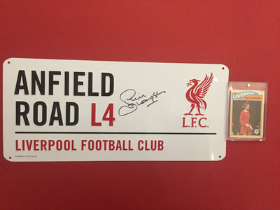 PHIL THOMPSON - SIGNERT "ANFIELD ROAD" SKILT MED EKTEHETSGARANTI/COA