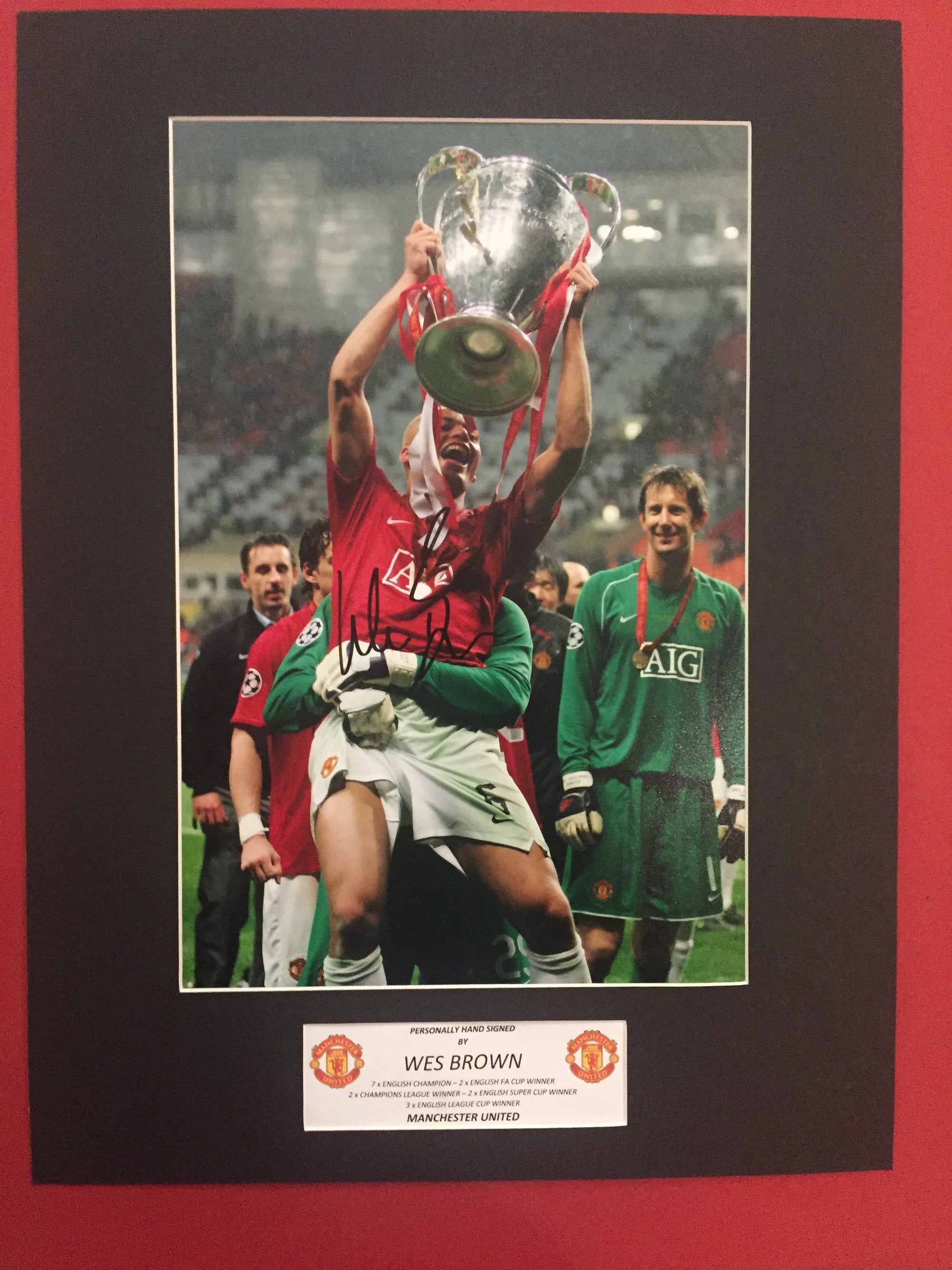 MANCHESTER UNITED - WES BROWN - SIGNERT BILDE MED EKTEHETSGARANTI/COA