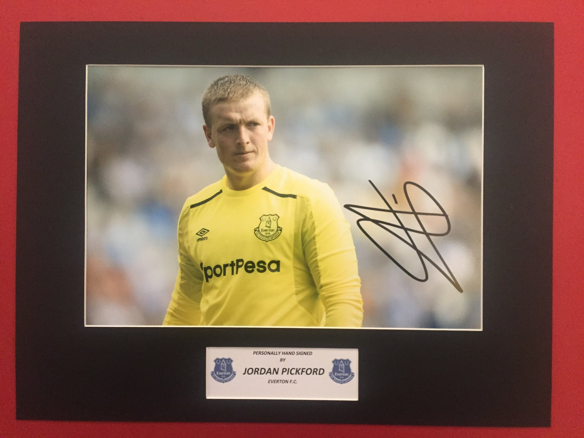 EVERTON - JORDAN PICKFORD - SIGNERT BILDE MED EKTEHETSBEVIS/COA
