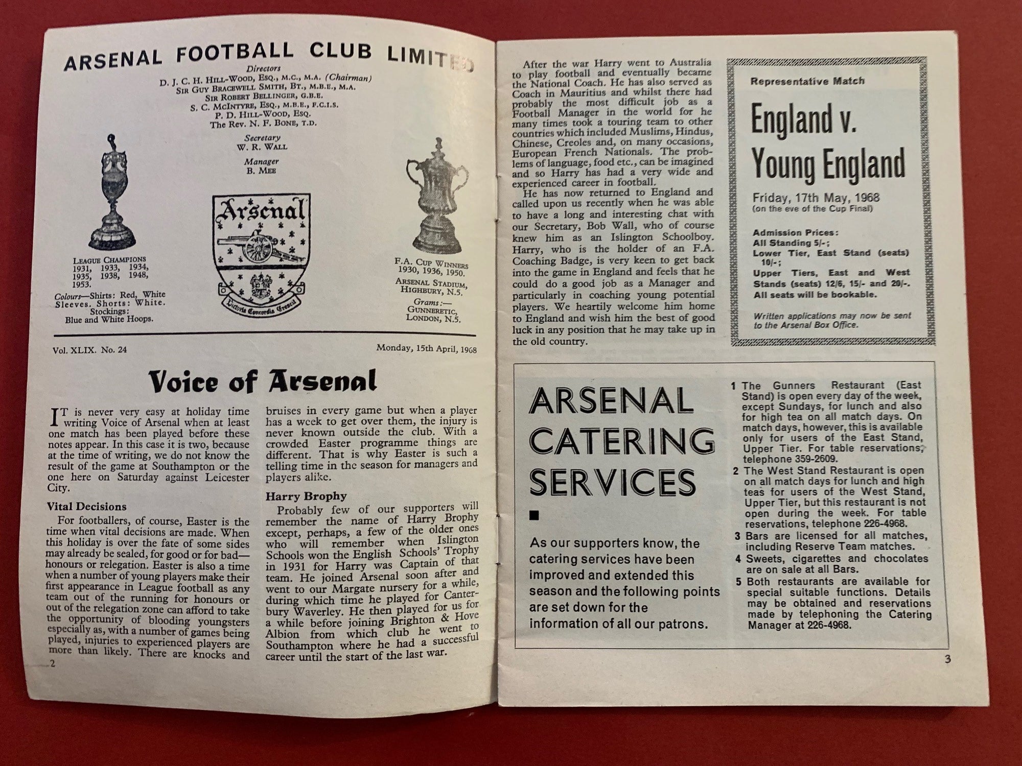 1968-15.4 - ARSENAL VS SOUTHAMPTON