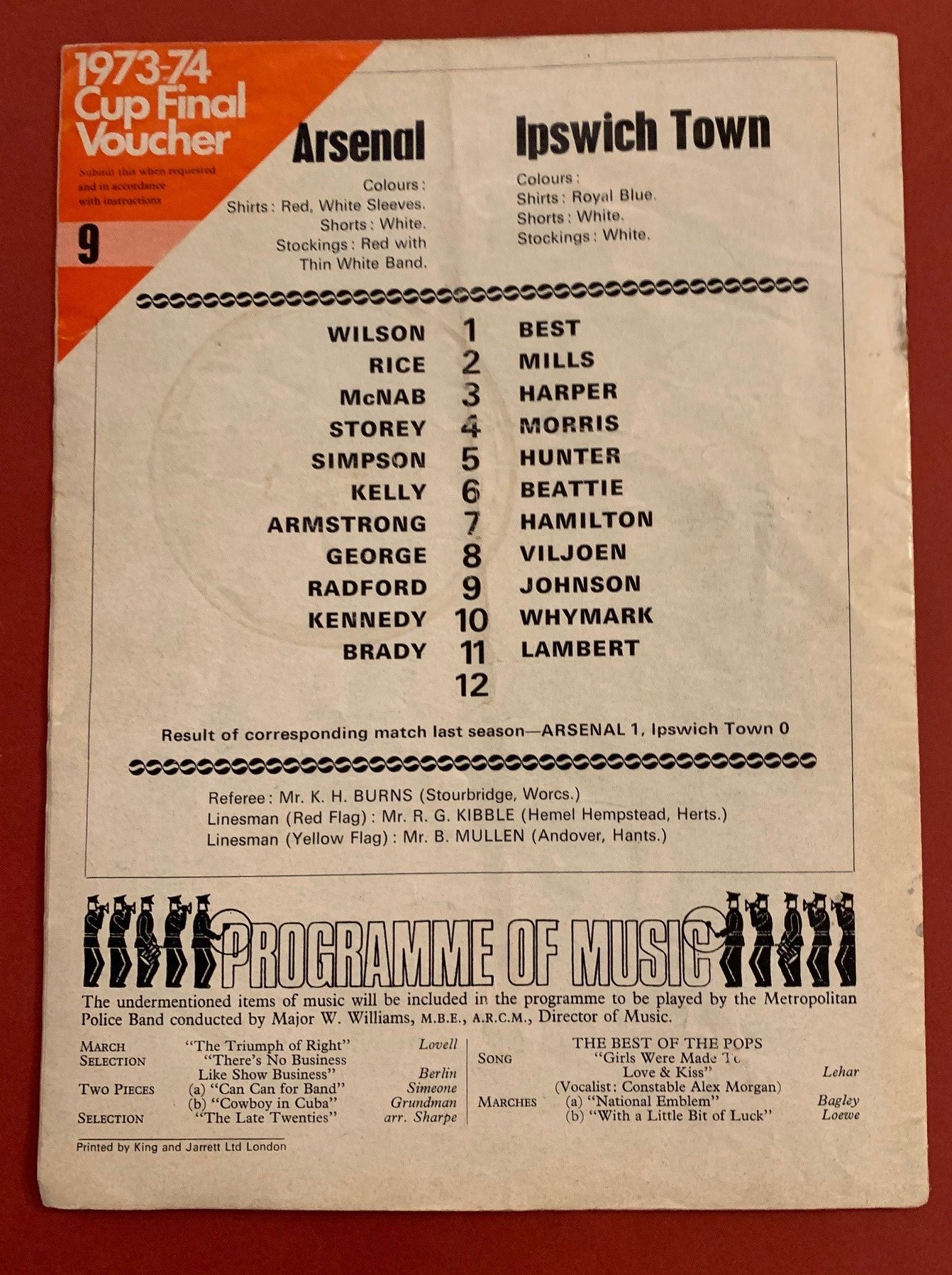 1973-20.10 - ARSENAL VS IPSWICH TOWN