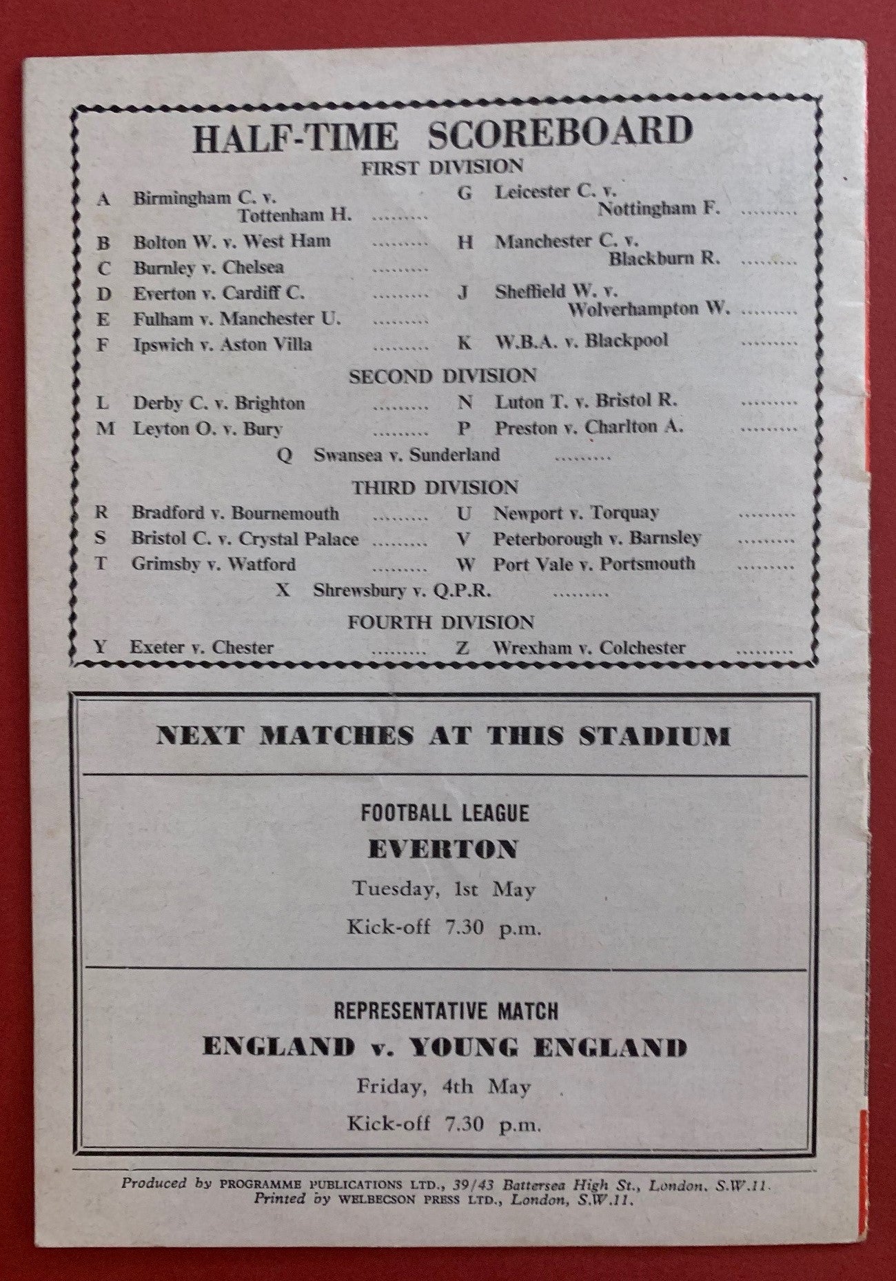 1962-28.4 - ARSENAL VS SHEFFIELD UNITED