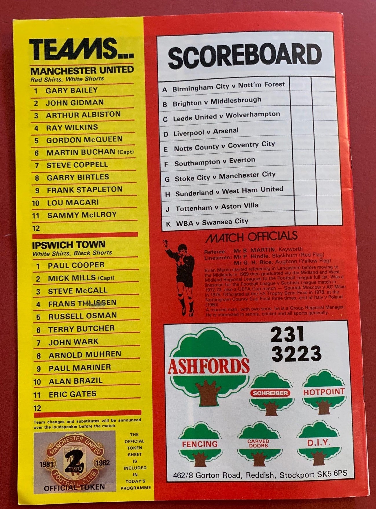 1981-5.9 - MANCHESTER UNITED VS IPSWICH TOWN