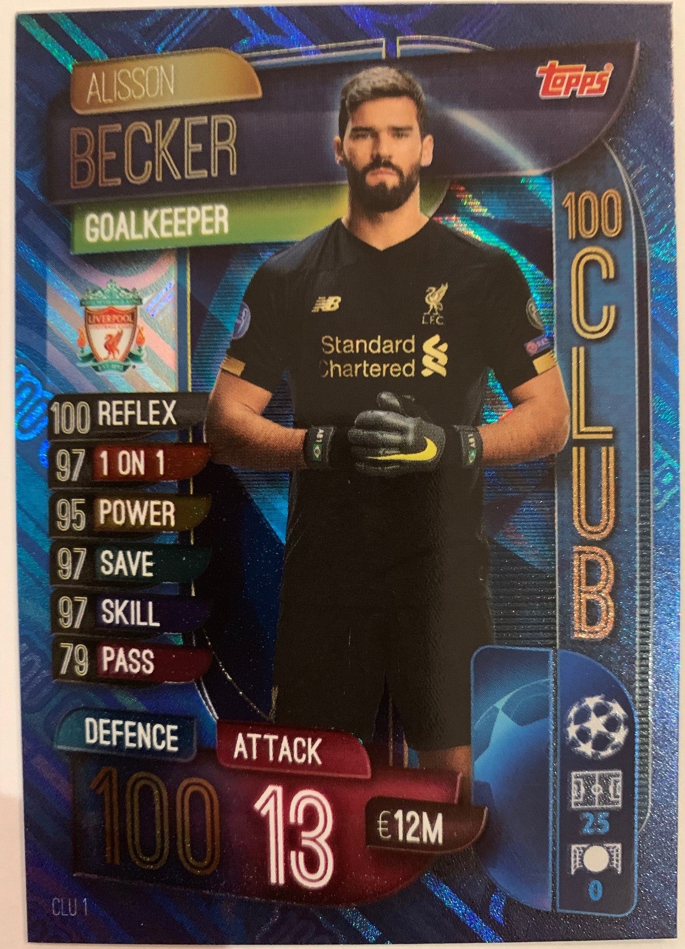 CLU01. ALISSON BECKER - LIVERPOOL - 100CLUB