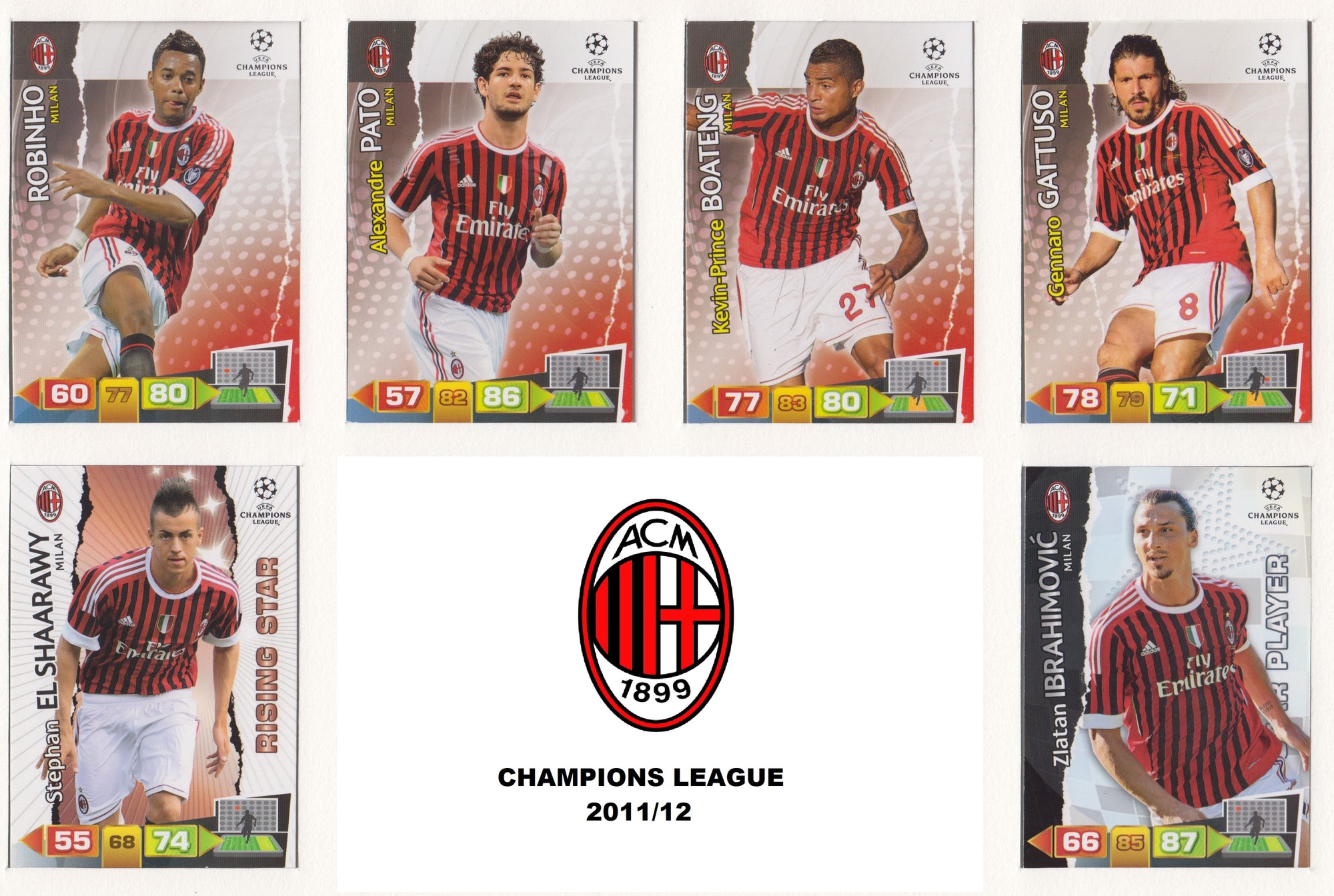 000. AC MILAN KOMPLETT SETT - CHAMPIONS LEAGUE 2011/12