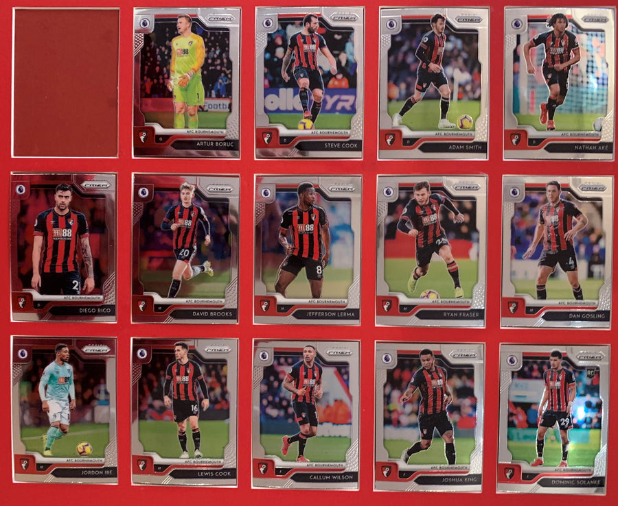 000. AFC BOURNOMOUTH - KOMPLETT SETT MED PANINI PRIZM PREMIER LEAGUE 2019/20