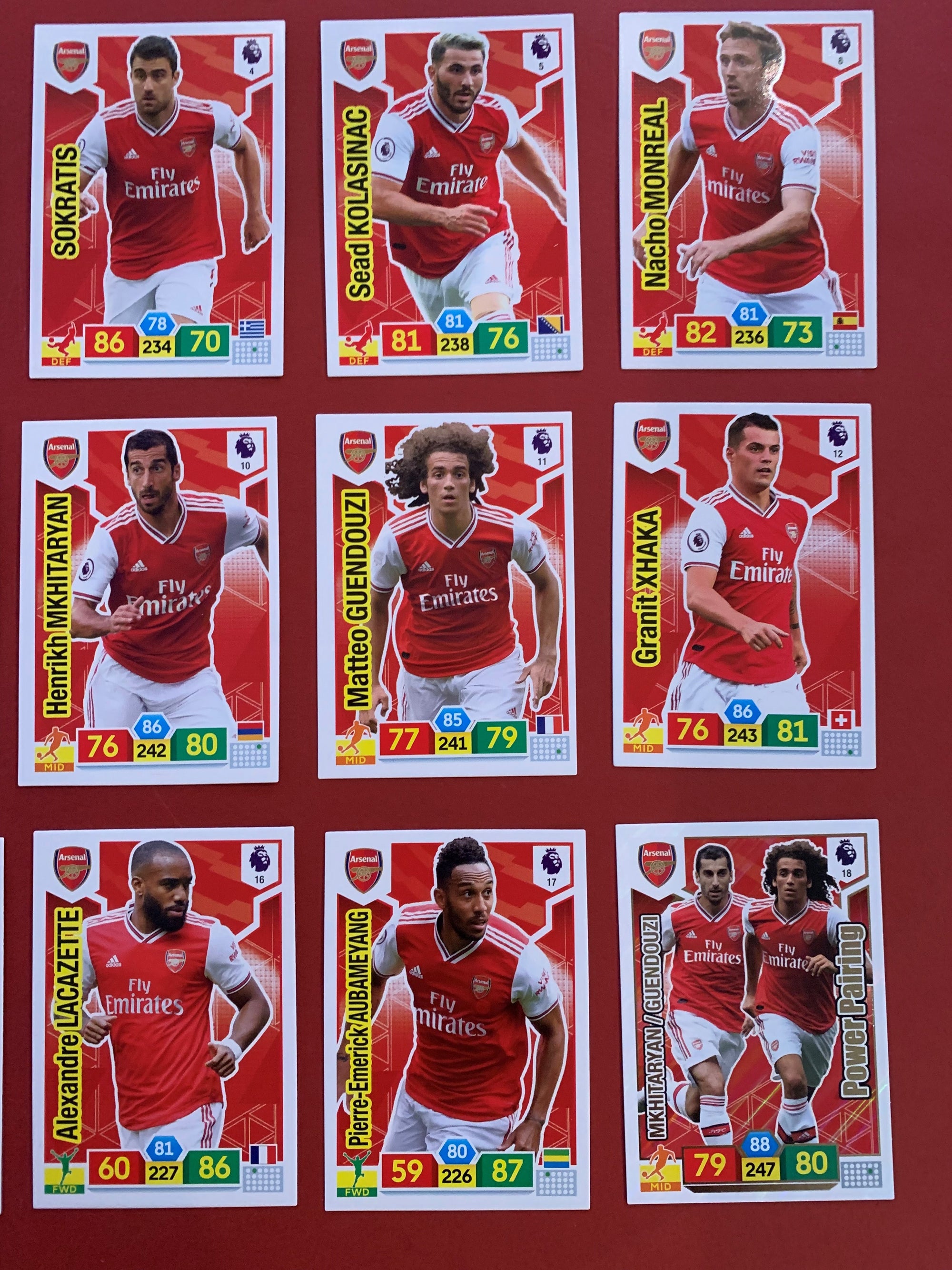 000. ARSENAL - KOMPLETT SETT PANINI PREMIER LEAGUE ADRENALYN 2019/20