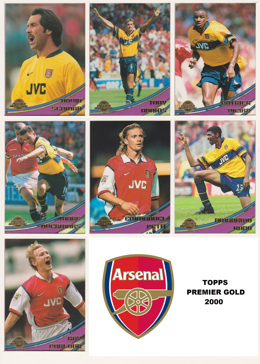 000. ARSENAL - KOMPLETT SETT MED FOTBALLKORT TOPPS PREMIER GOLD 2000