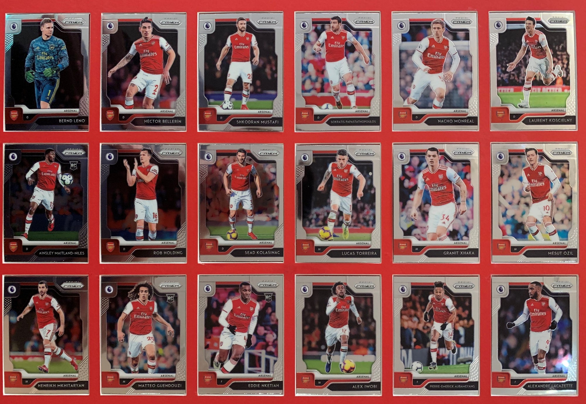 000. ARSENAL - KOMPLETT SETT MED PANINI PRIZM PREMIER LEAGUE 2019/20