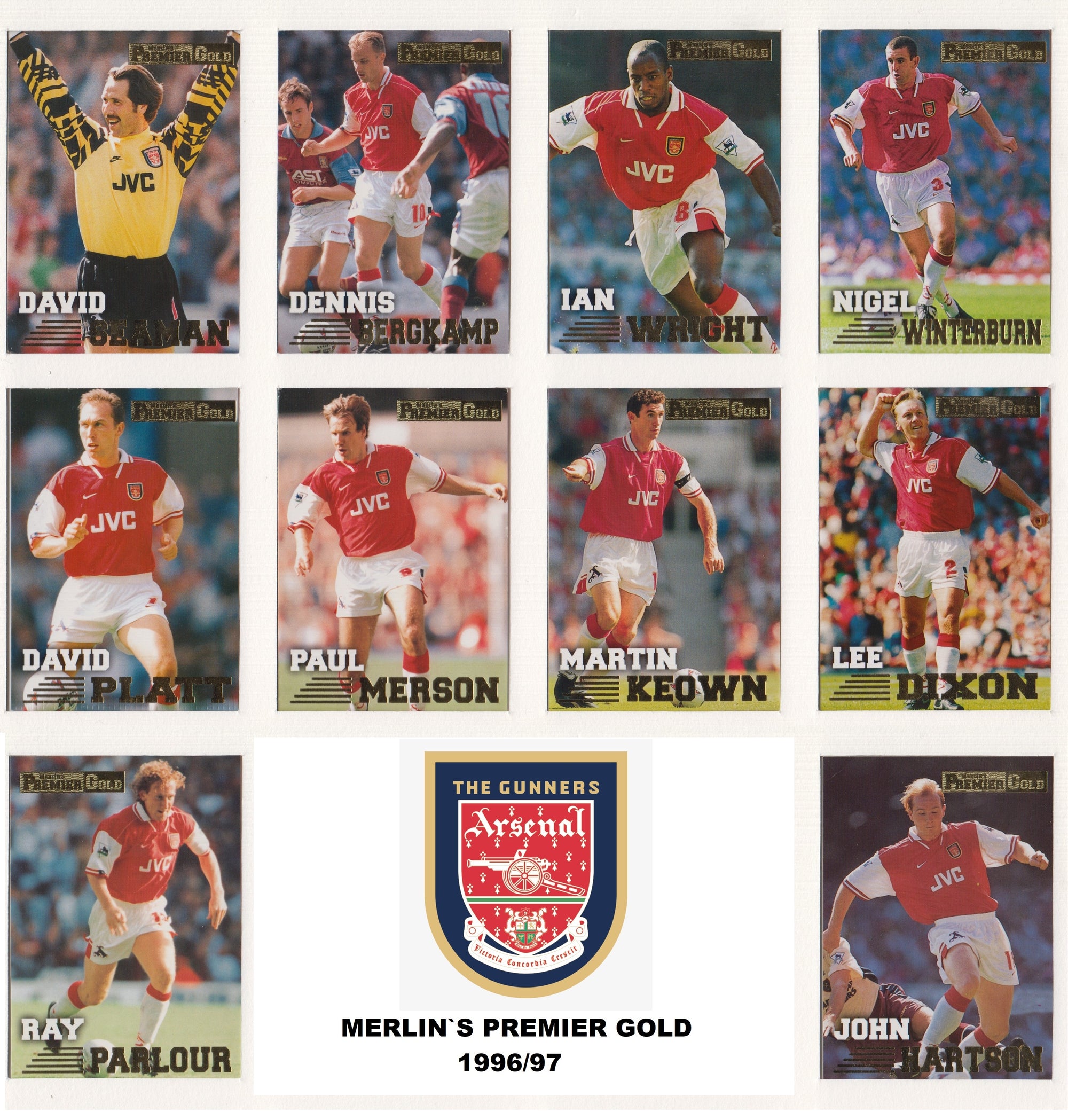 000. ARSENAL - KOMPLETT SETT MERLIN`S PREMIER GOLD 1996/97