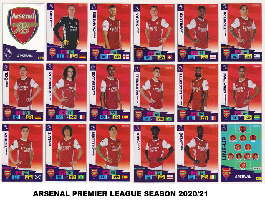 000. ARSENAL KOMPLETT LAGSETT PANINI ADRENALYN PREMIER LEAGUE 2020/21