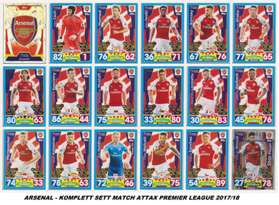 000. ARSENAL - KOMPLETT SETT MED TOPPS MATCH ATTAX PREMIER LEAGUE 2017/18
