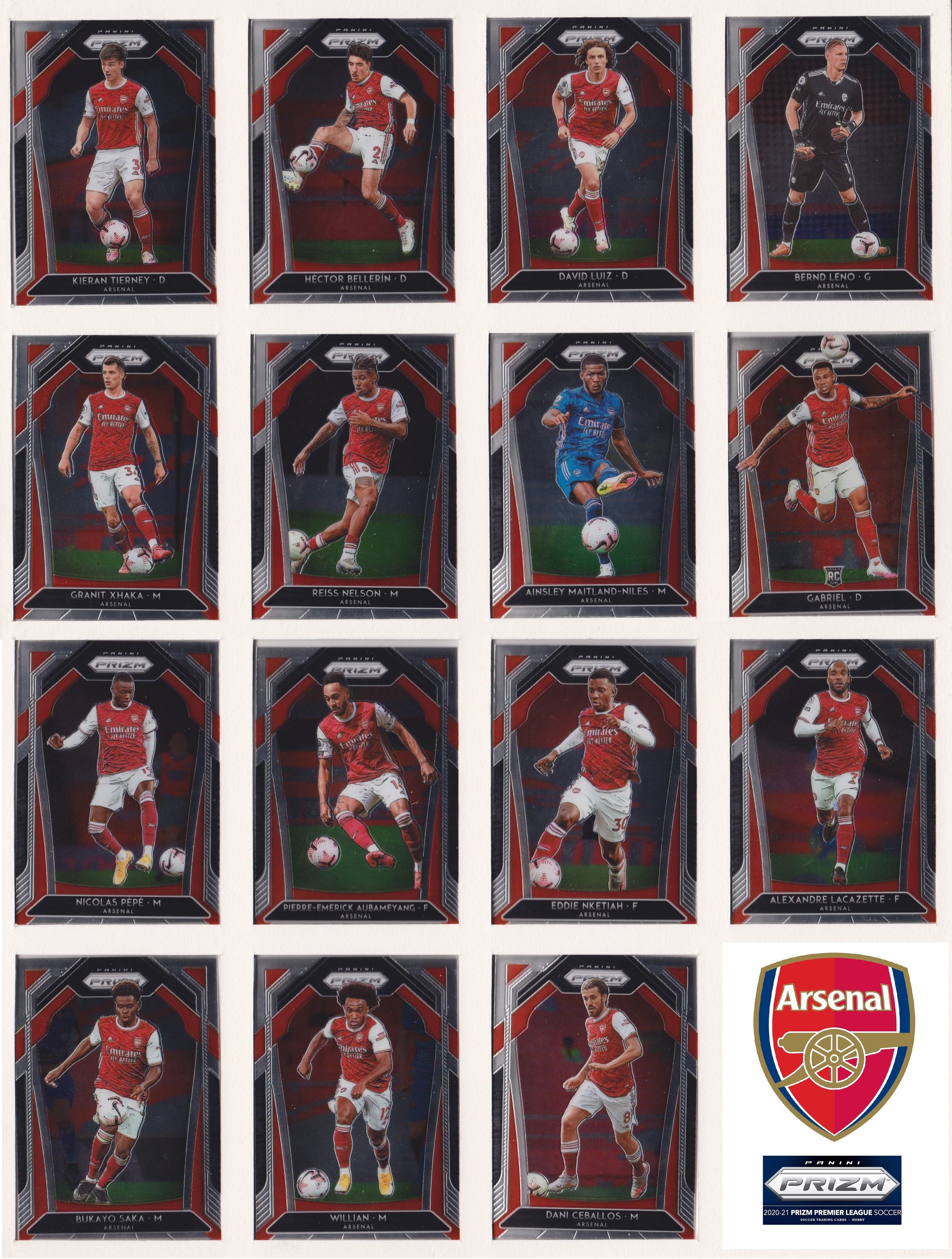 ARSENAL - KOMPLETT SETT MED PANINI PRIZM PREMIER LEAGUE 2020/21