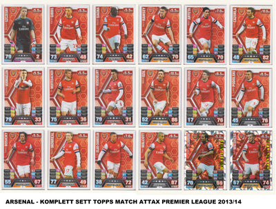 000. ARSENAL - KOMPLETT SETT MED TOPPS MATCH ATTAX PREMIER LEAGUE 2013/14