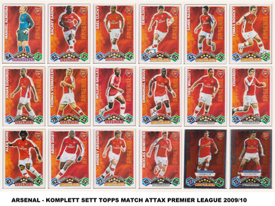 000. ARSENAL - KOMPLETT SETT MED TOPPS MATCH ATTAX PREMIER LEAGUE 2009/10