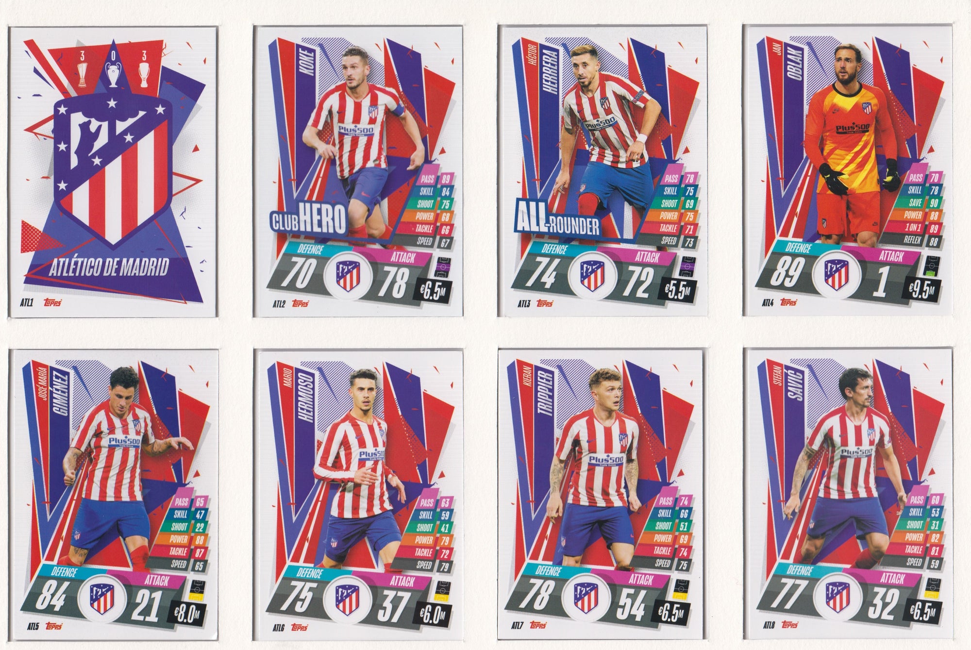 ATLETICO MADRID KOMPLETT SETT MED TOPPS CHAMPIONS LEAGUE 2020/21