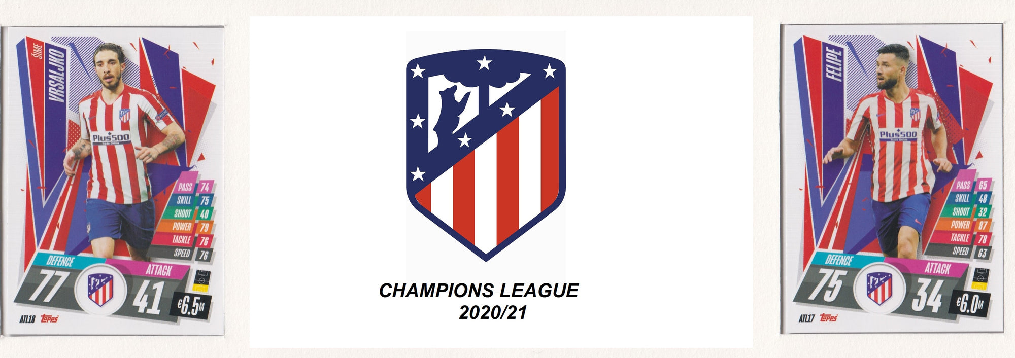 ATLETICO MADRID KOMPLETT SETT MED TOPPS CHAMPIONS LEAGUE 2020/21