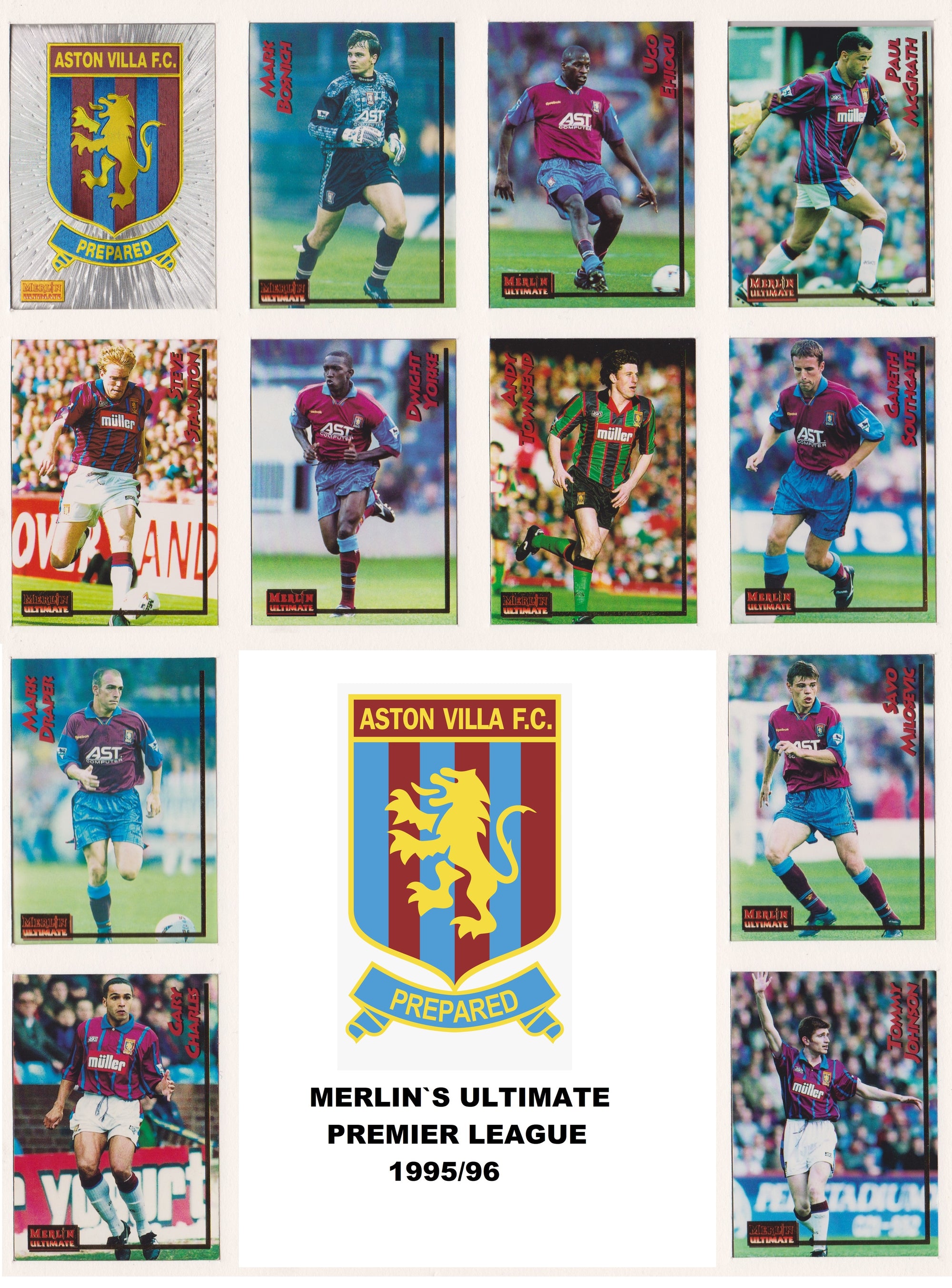 000. ASTON VILLA - KOMPLETT SETT MERLIN`S ULTIMATE 1995/96