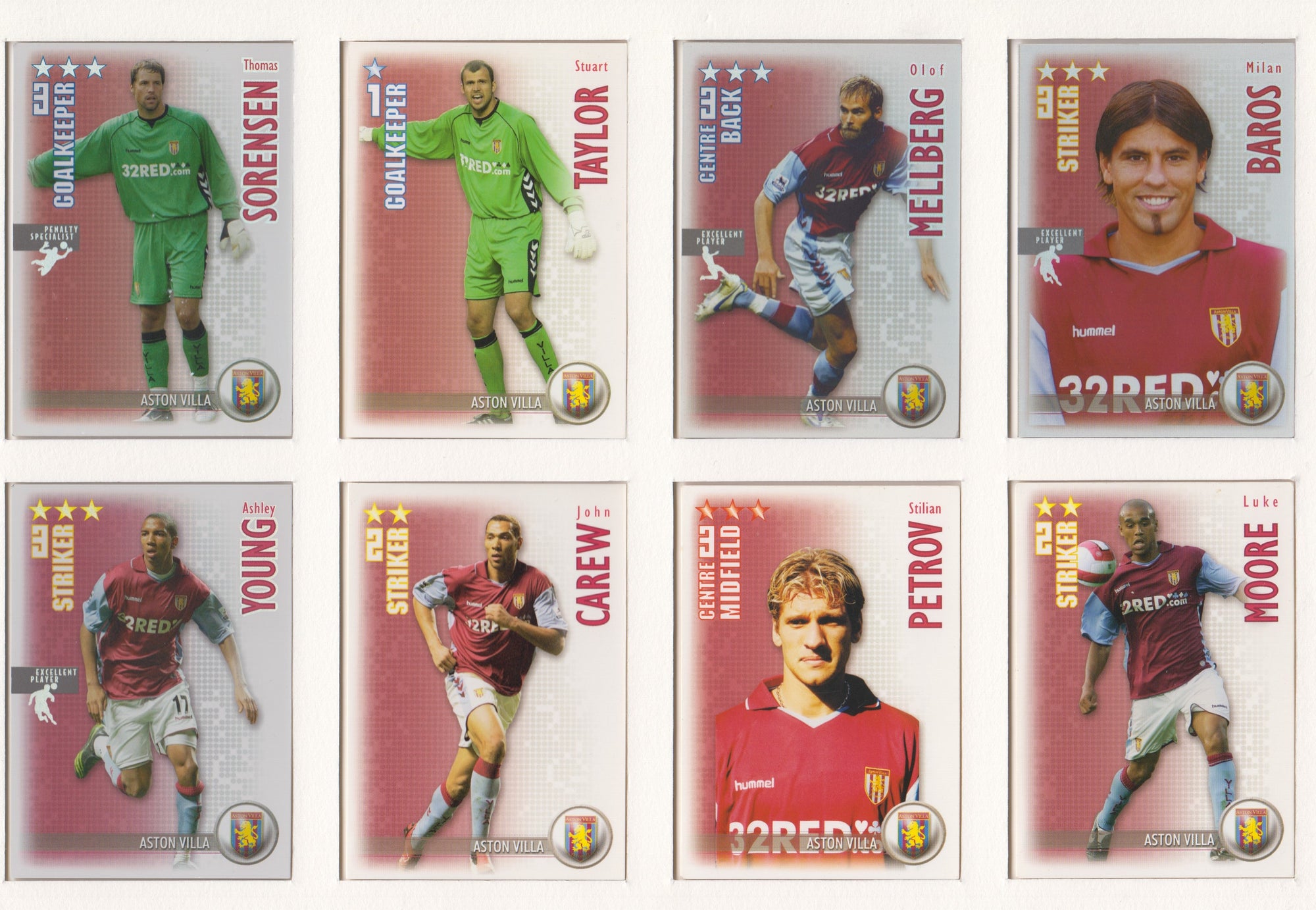 000. ASTON VILLA - KOMPLETT SETT MED SHOOT OUT PREMIER LEAGUE 2006/07 - INCL UPDATE