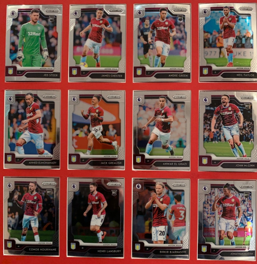 000. ASTON VILLA KOMPLETT SETT MED PANINI PRIZM PREMIER LEAGUE 2019/20