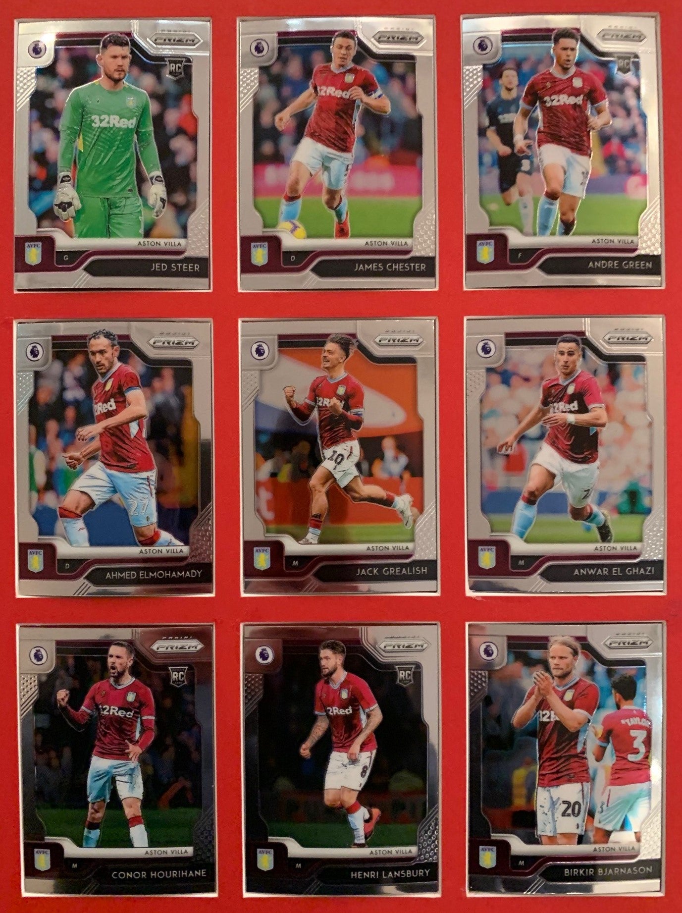 000. ASTON VILLA KOMPLETT SETT MED PANINI PRIZM PREMIER LEAGUE 2019/20