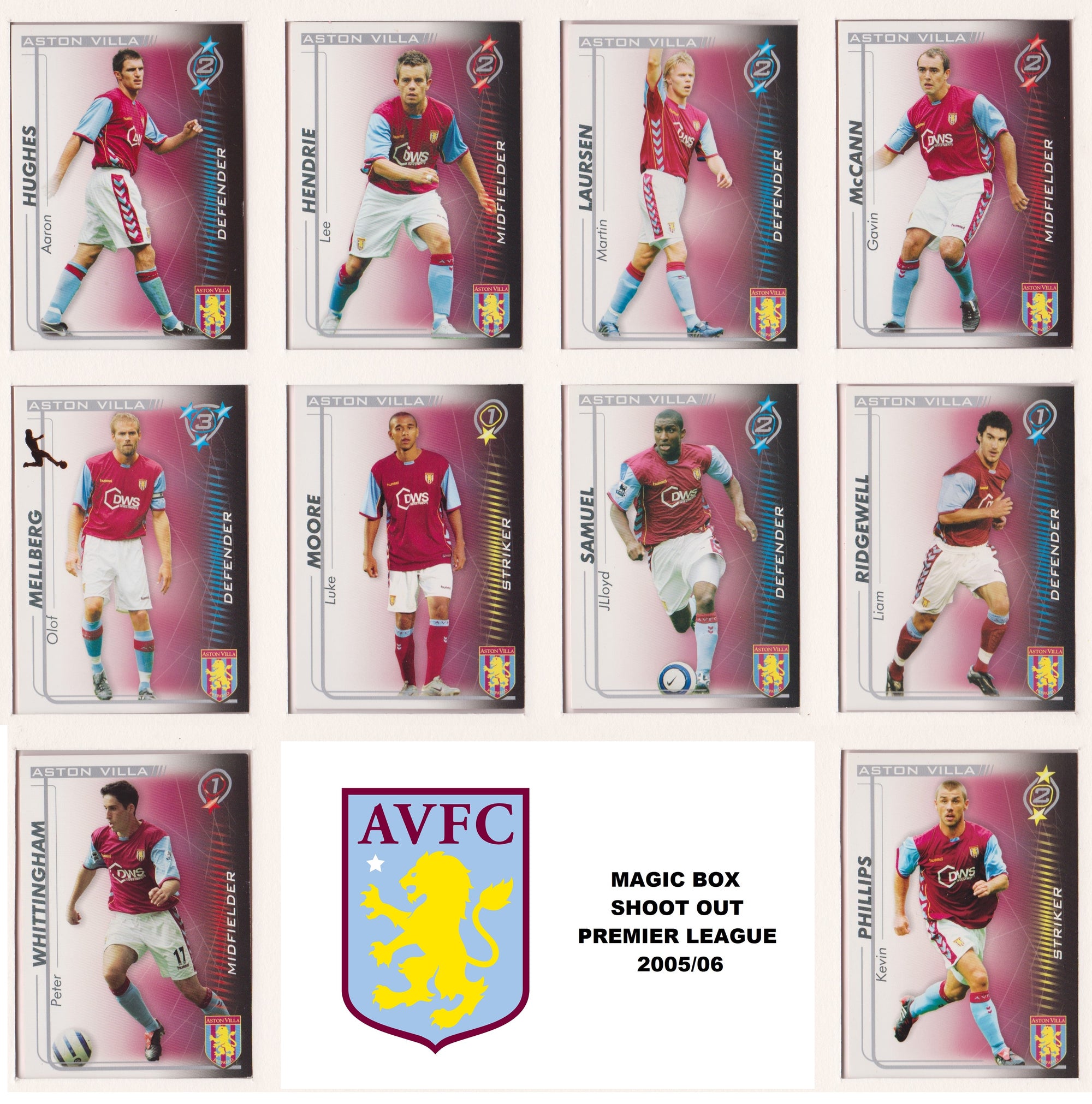 000. ASTON VILLA - KOMPLETT SETT MED SHOOT OUT PREMIER LEAGUE 2005/06
