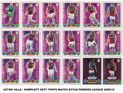 000. ASTON VILLA - KOMPLETT SETT MED TOPPS MATCH ATTAX PREMIER LEAGUE 2009/10