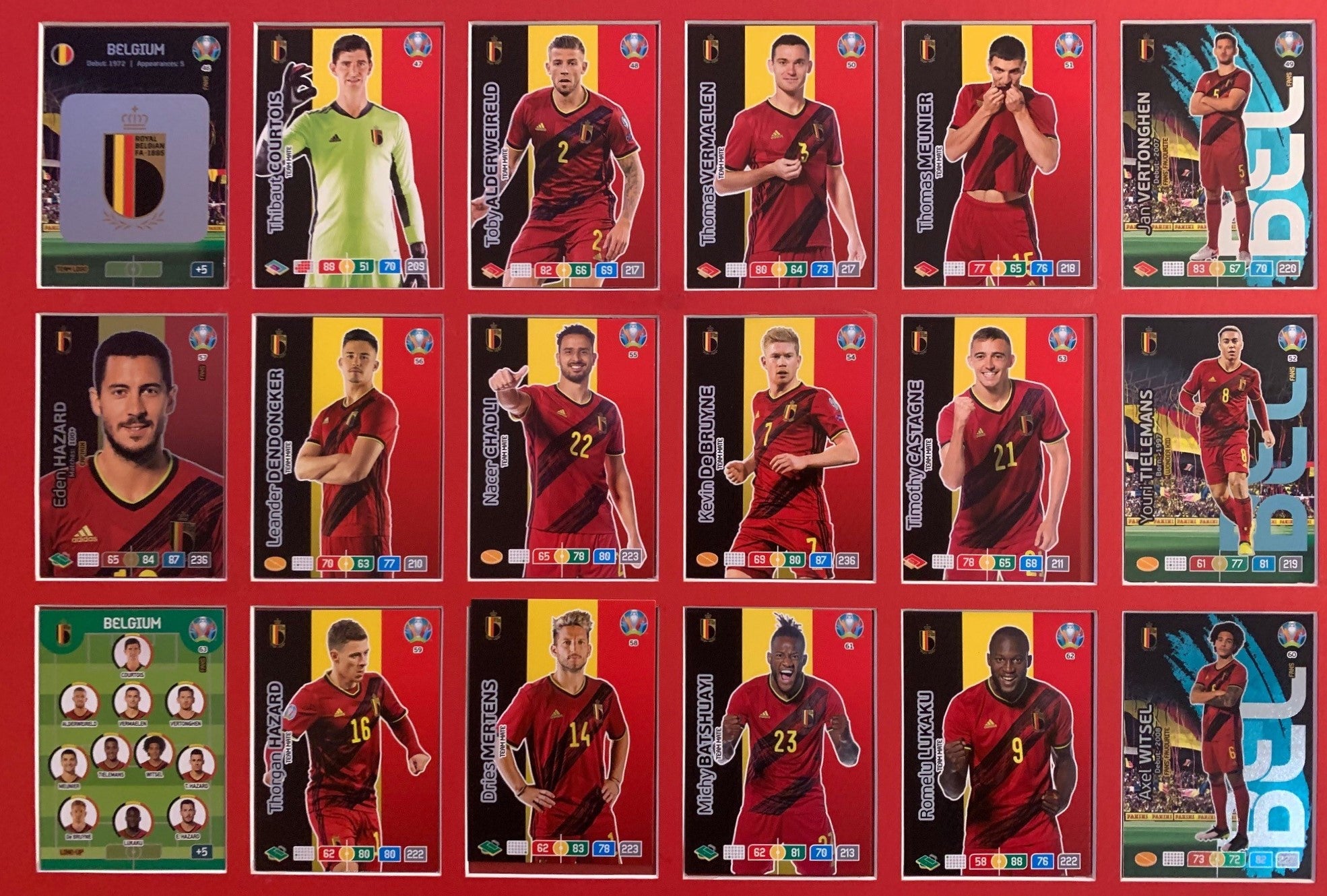 000. BELGIUM - KOMPLETT SETT MED 18 KORT - PANINI EURO 2020