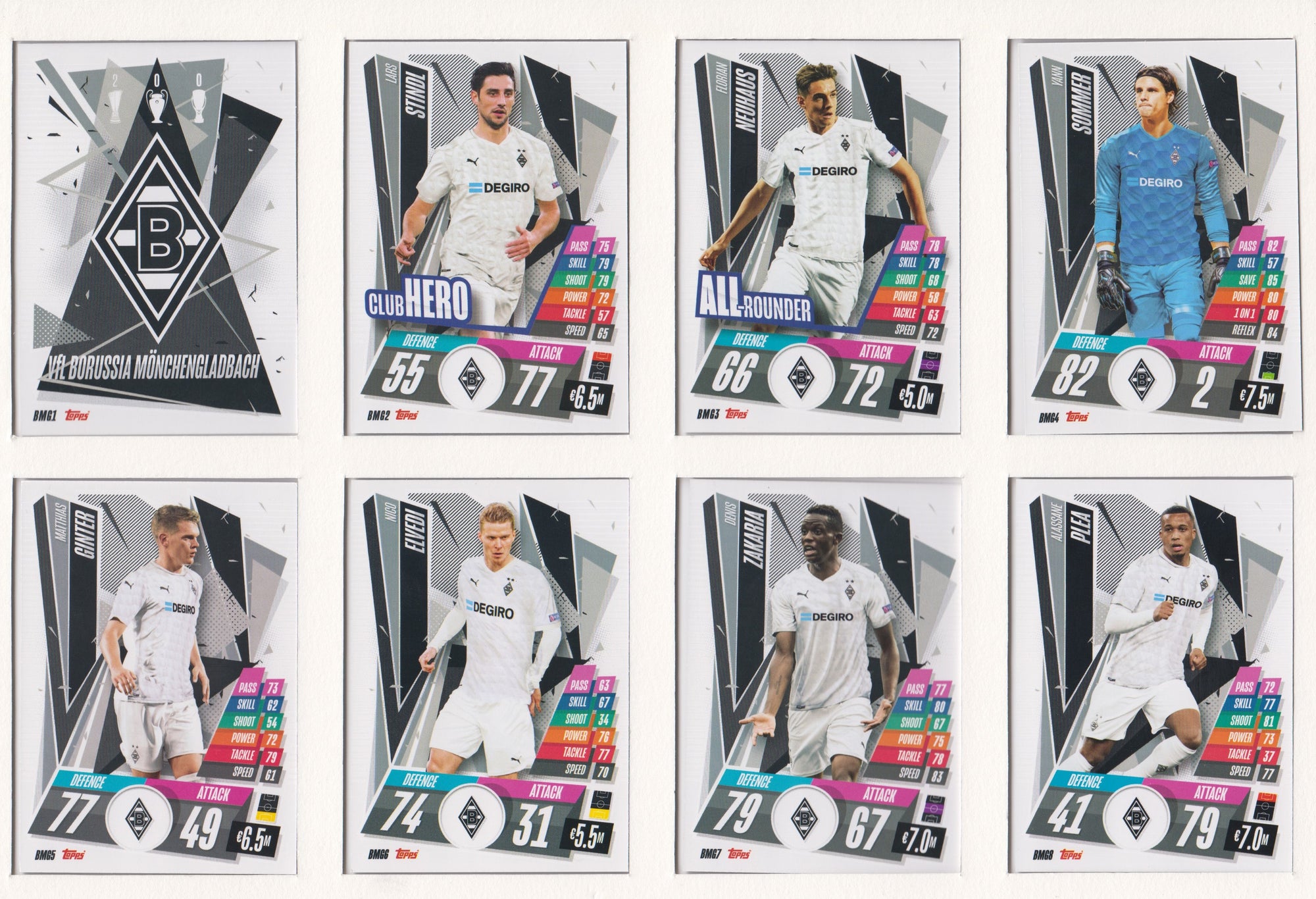 VFL BORUSSIA MUNCHENGLADBACK KOMPLETT SETT MED TOPPS CHAMPIONS LEAGUE 2020/21