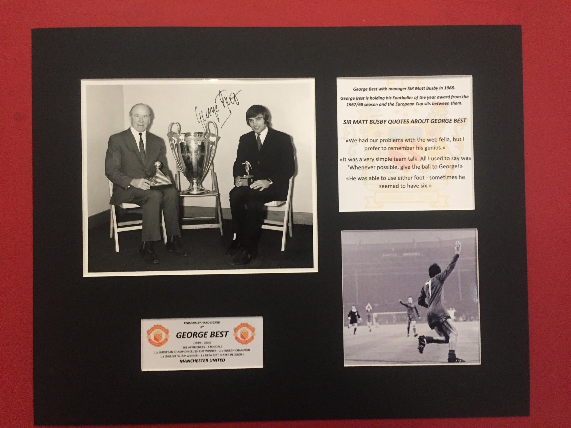 GEORGE BEST - SIGNERT BILDE MED EKTEHETSBEVIS/COA