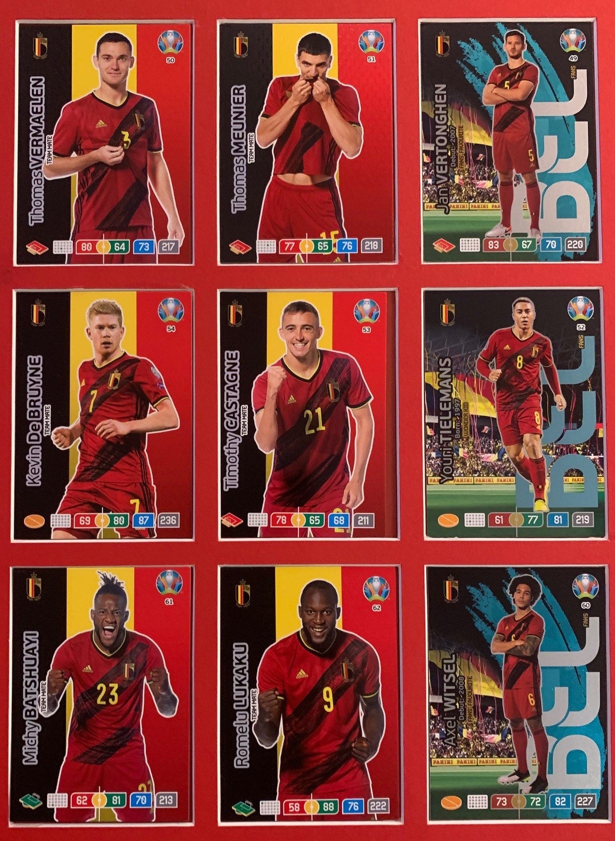 000. BELGIUM - KOMPLETT SETT MED 18 KORT - PANINI EURO 2020