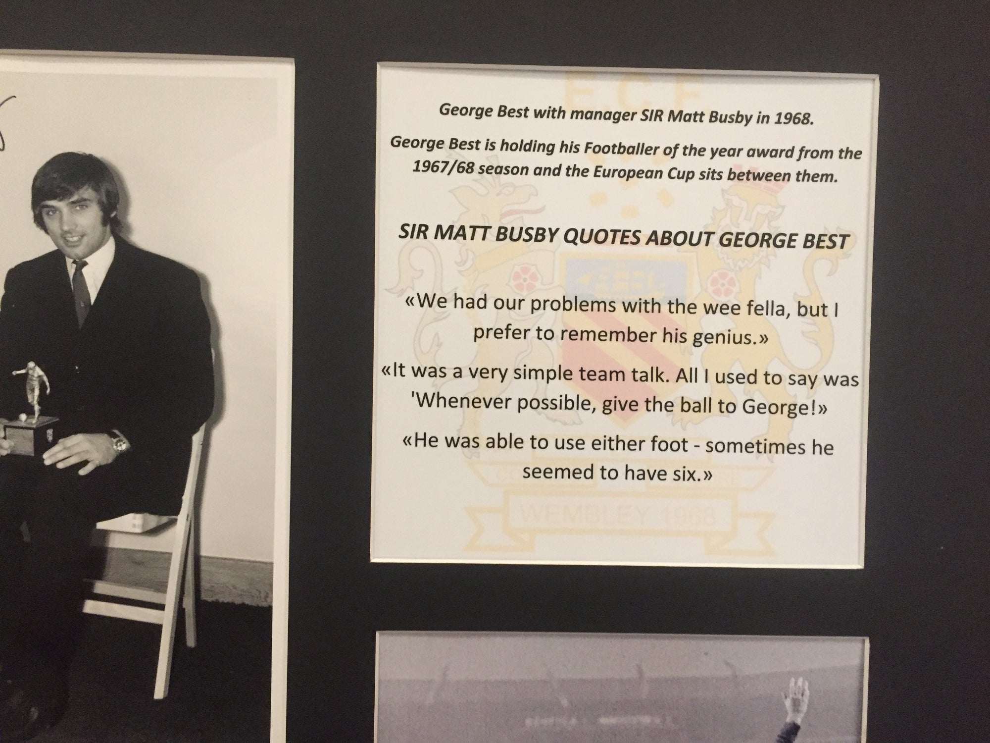 GEORGE BEST - SIGNERT BILDE MED EKTEHETSBEVIS/COA