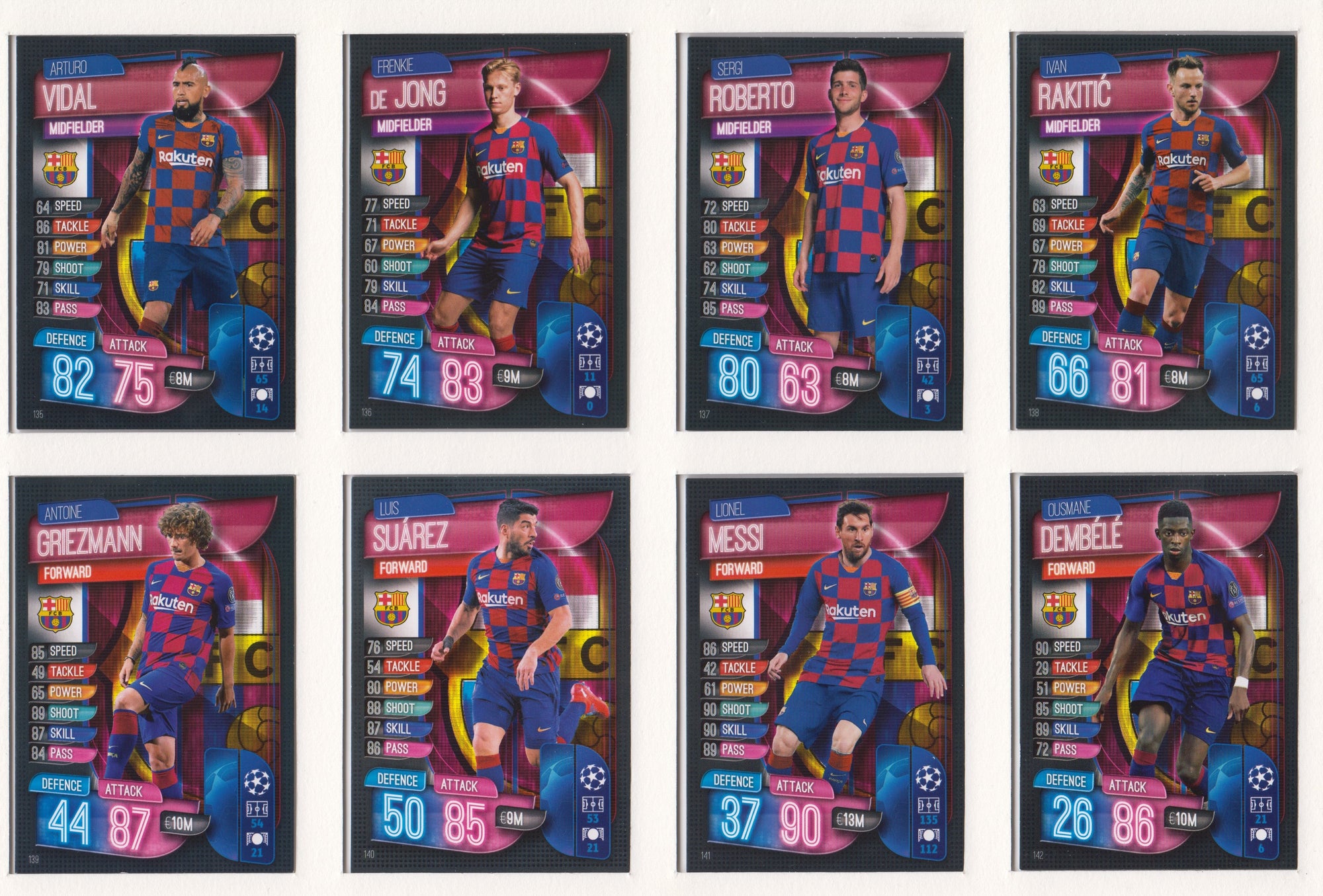 FC BARCELONA - KOMPLETT SETT MED TOPPS MATCH ATTAX CHAMPIONS LEAGUE 2019/20