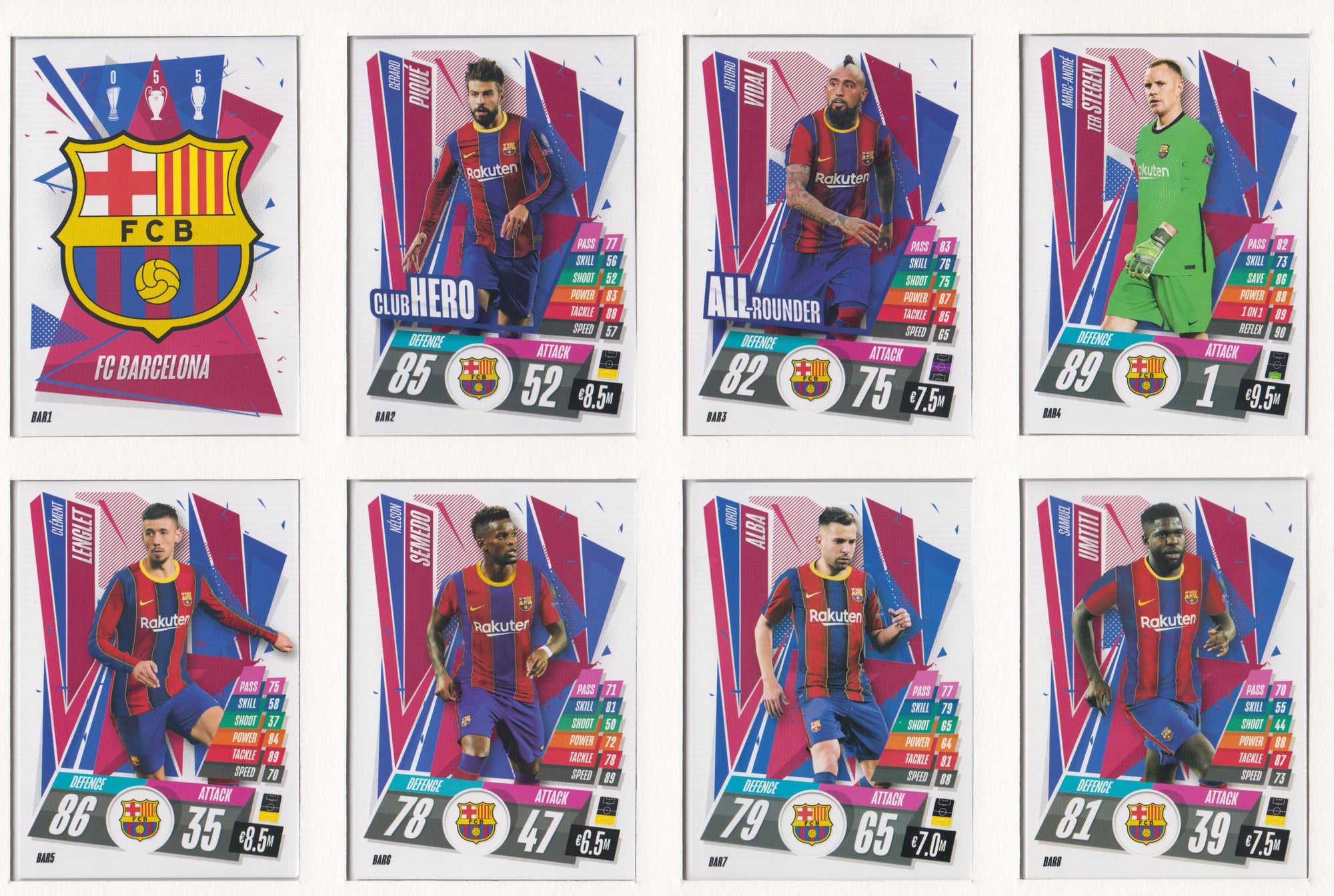 FC BARCELONA KOMPLETT SETT MED TOPPS CHAMPIONS LEAGUE 2020/21