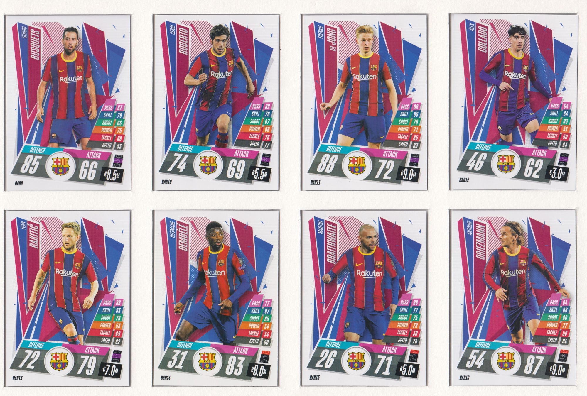 FC BARCELONA KOMPLETT SETT MED TOPPS CHAMPIONS LEAGUE 2020/21