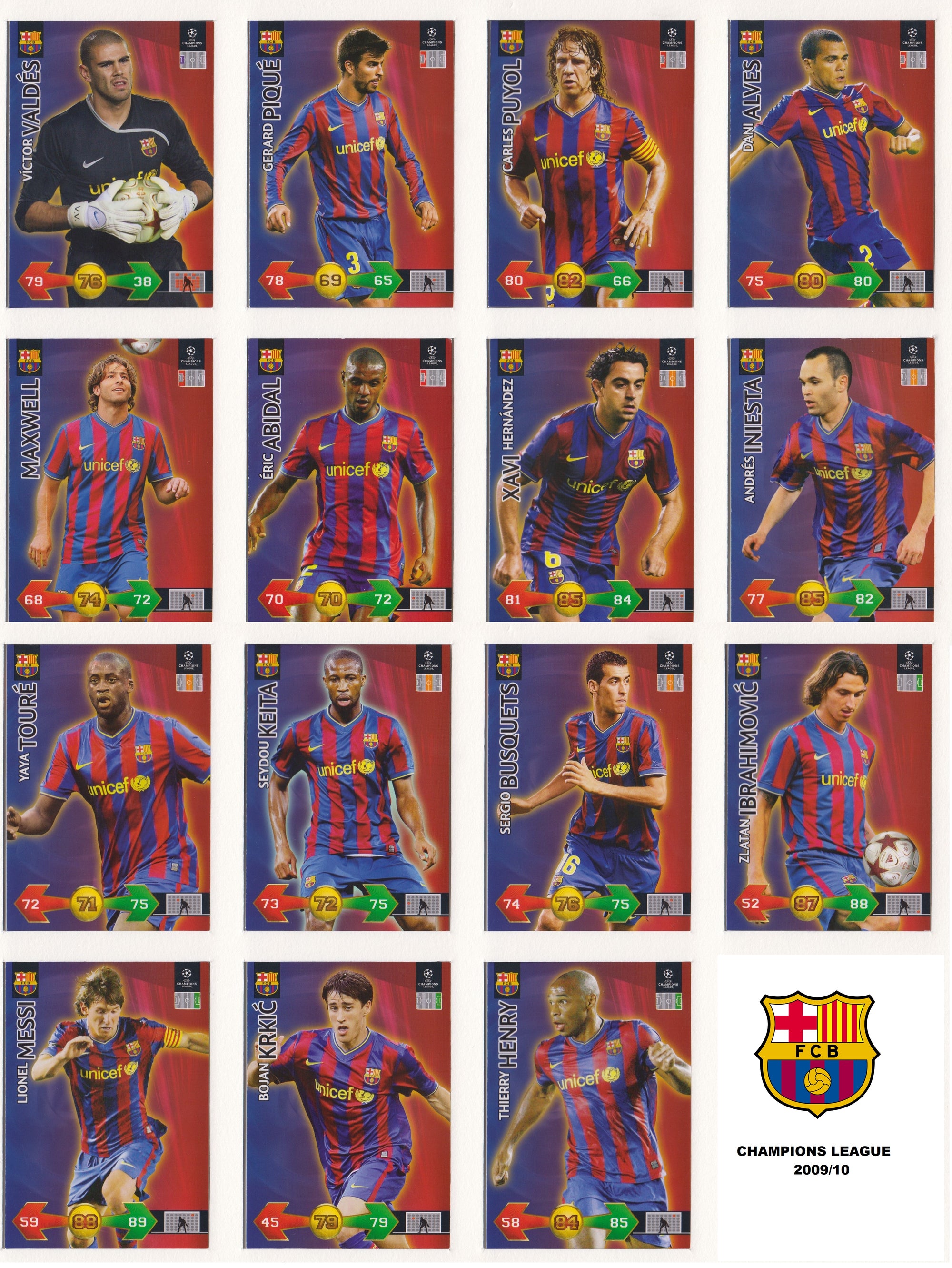 000. FC BARCELONA KOMPLETT SETT  "TEAM MATES" - CHAMPIONS LEAGUE 2009/10