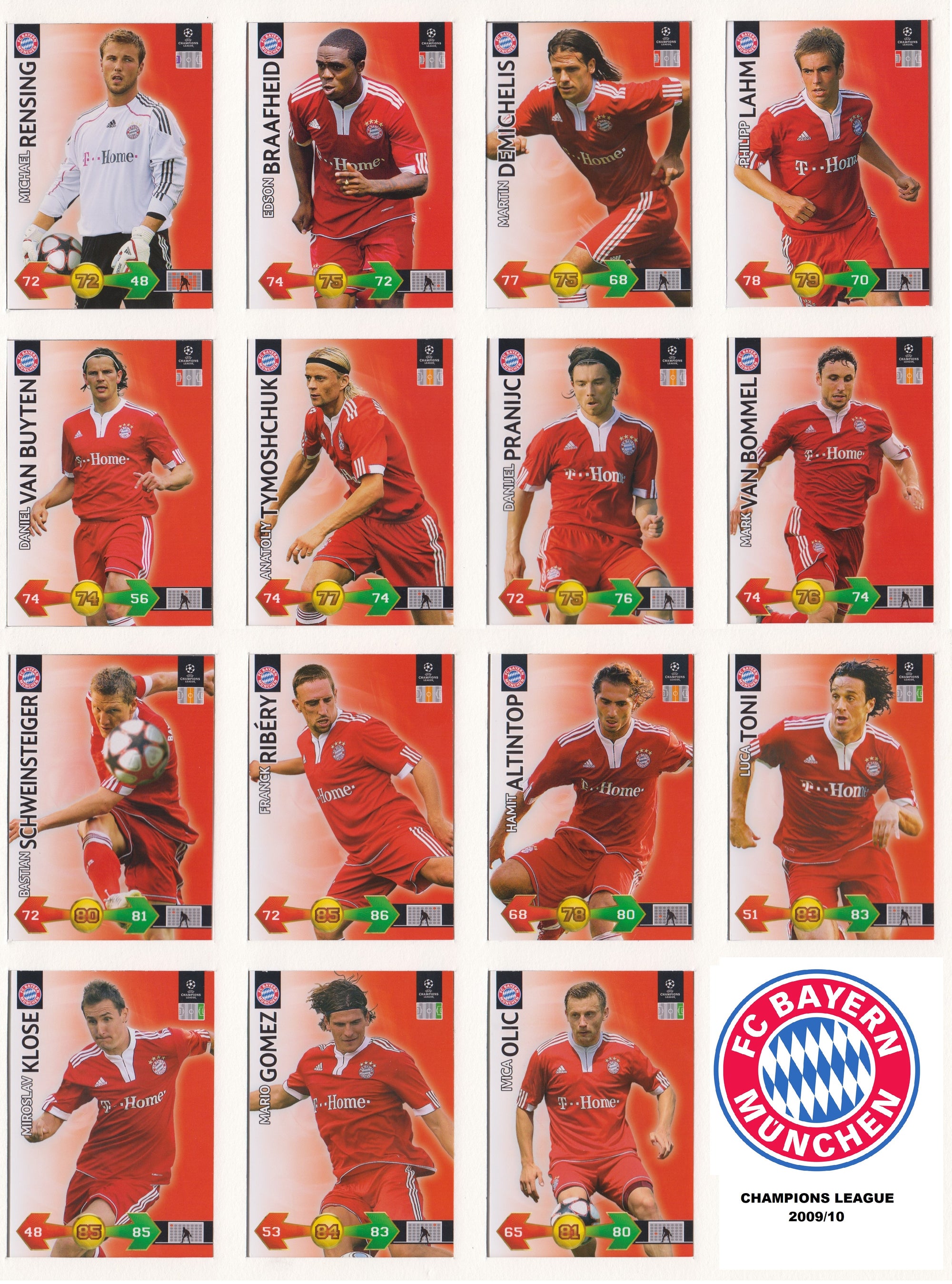 000. BAYERN MUNCHEN KOMPLETT SETT "TEAM MATES" - CHAMPIONS LEAGUE 2009/10