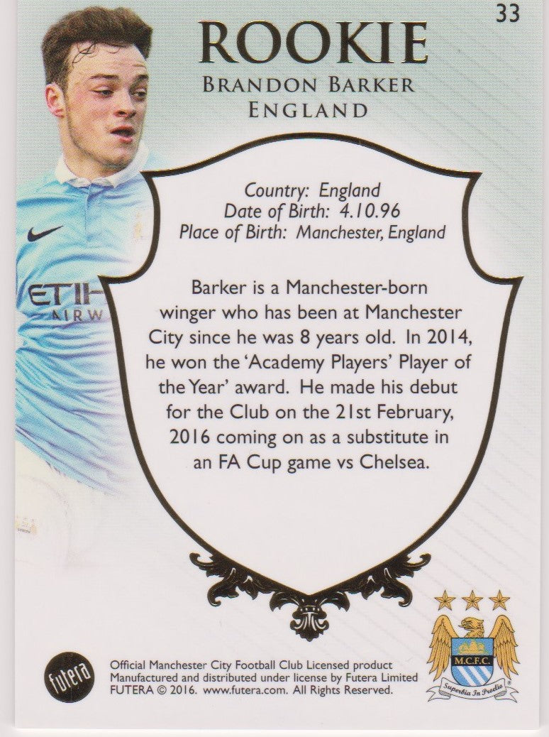 033. BRANDON BARKER - ROOKIE - MANCHESTER CITY