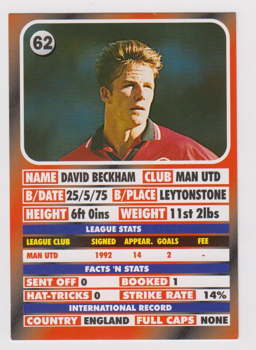 062. DAVID BECKHAM - MANCHESTER UNITED - FIRST CARD ROOKIE