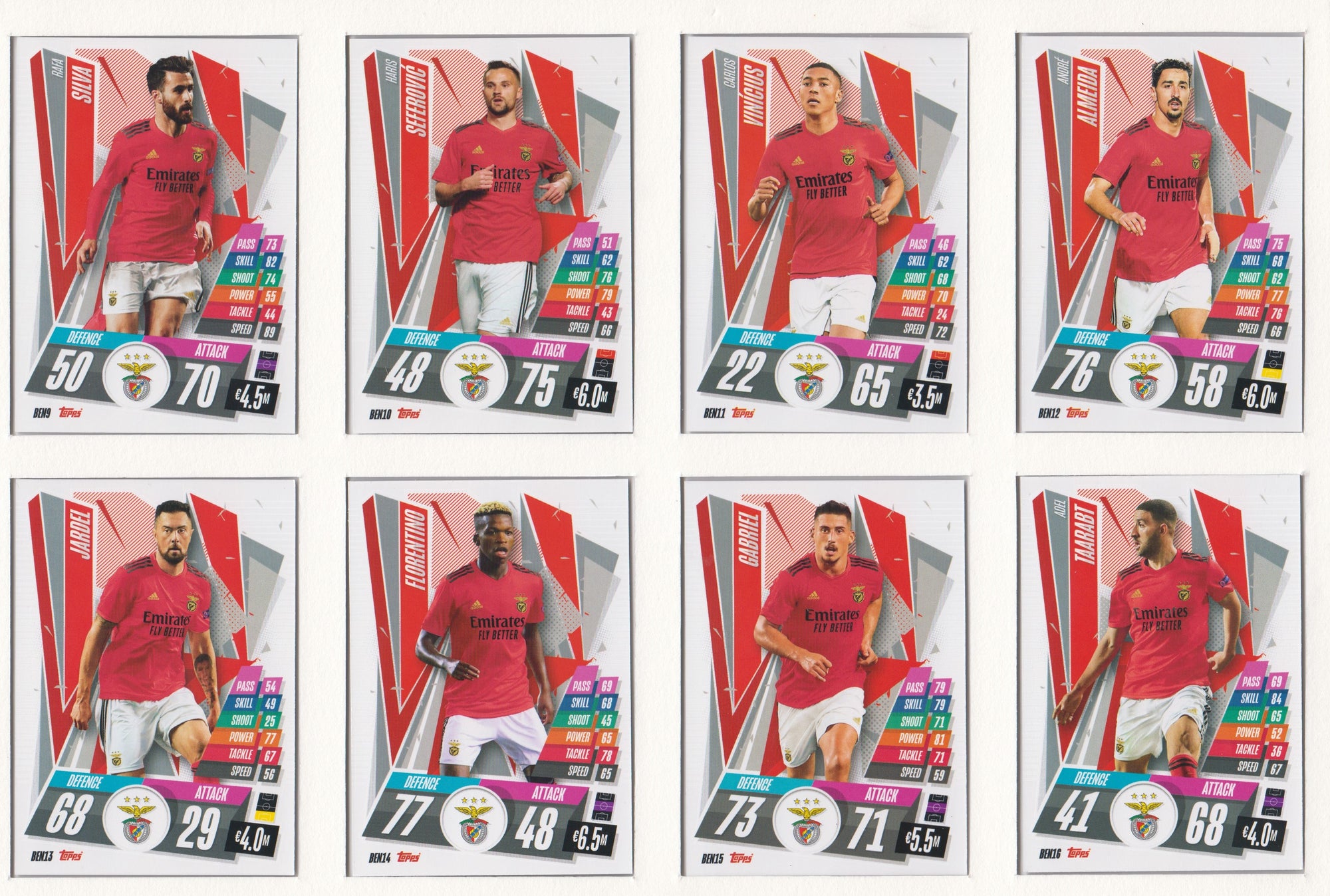 SL BENFICA KOMPLETT SETT MED TOPPS CHAMPIONS LEAGUE 2020/21