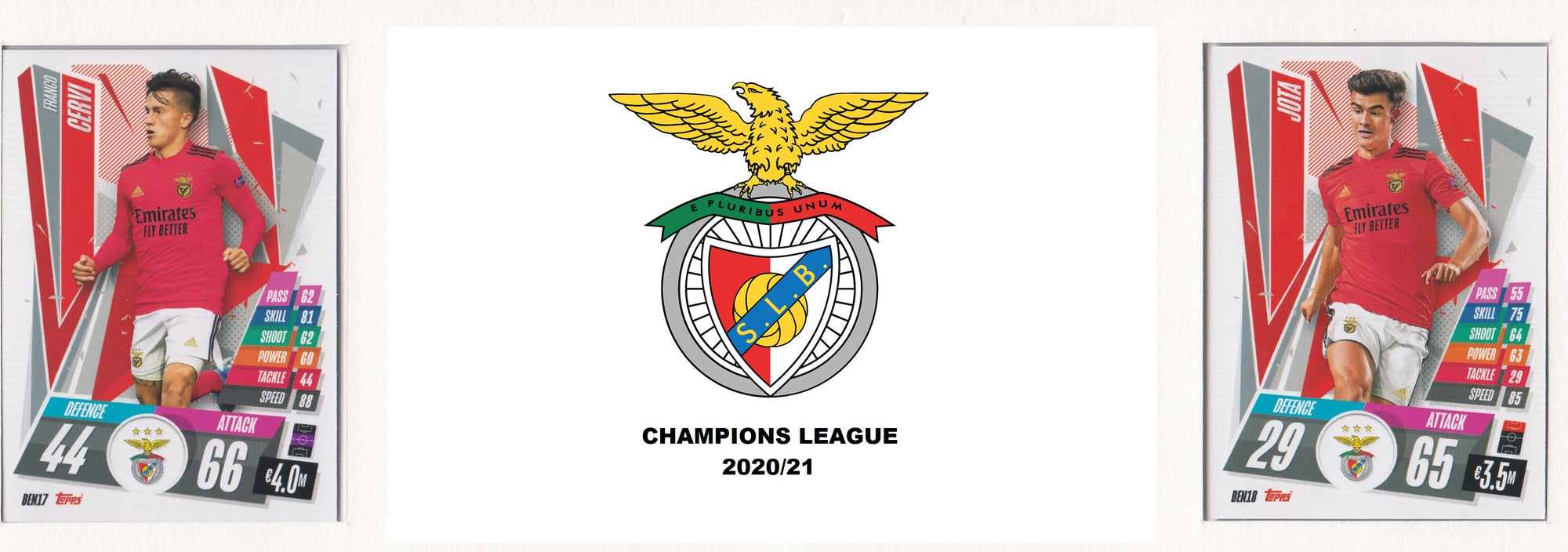 SL BENFICA KOMPLETT SETT MED TOPPS CHAMPIONS LEAGUE 2020/21