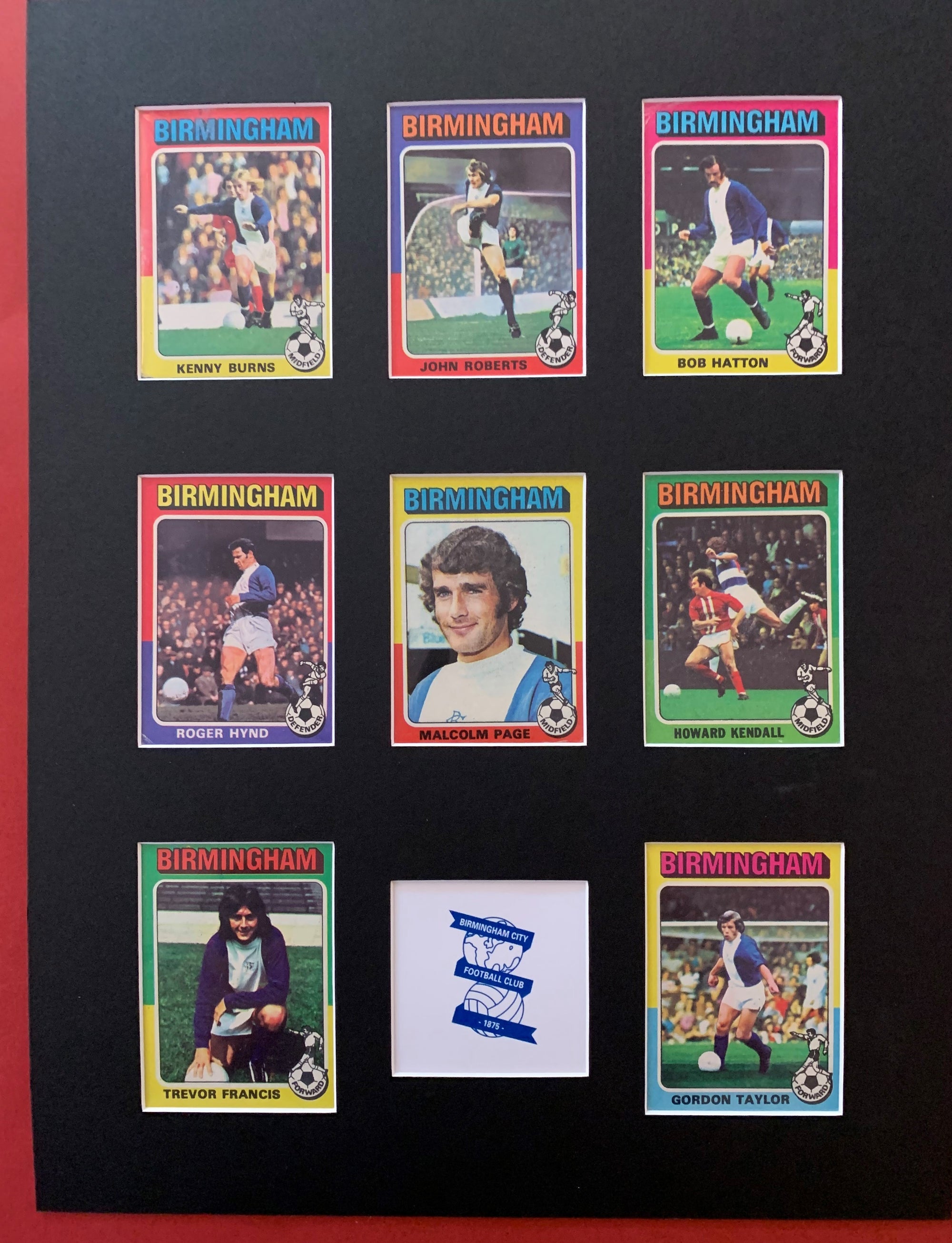 BIRMINGHAM FOTBALLKORTMONTASJE FRA TOPPS 1975/76