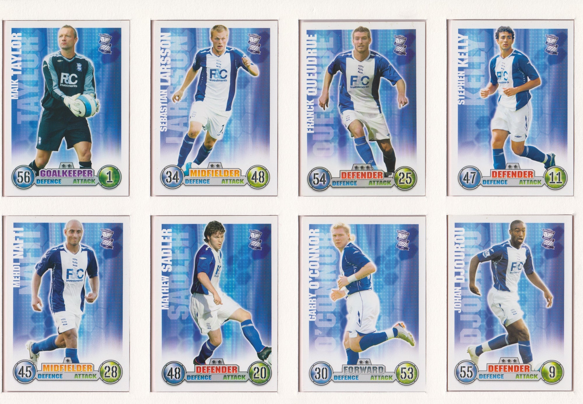 000. BIRMINGHAM CITY - KOMPLETT SETT MED FOTBALLKORT TOPPS MATCH ATTAX PREMIER LEAGUE 2007/08