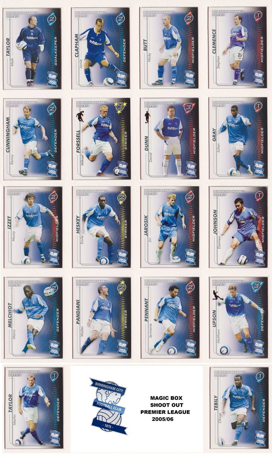 000. BIRMINGHAM CITY - KOMPLETT SETT MED SHOOT OUT PREMIER LEAGUE 2005/06