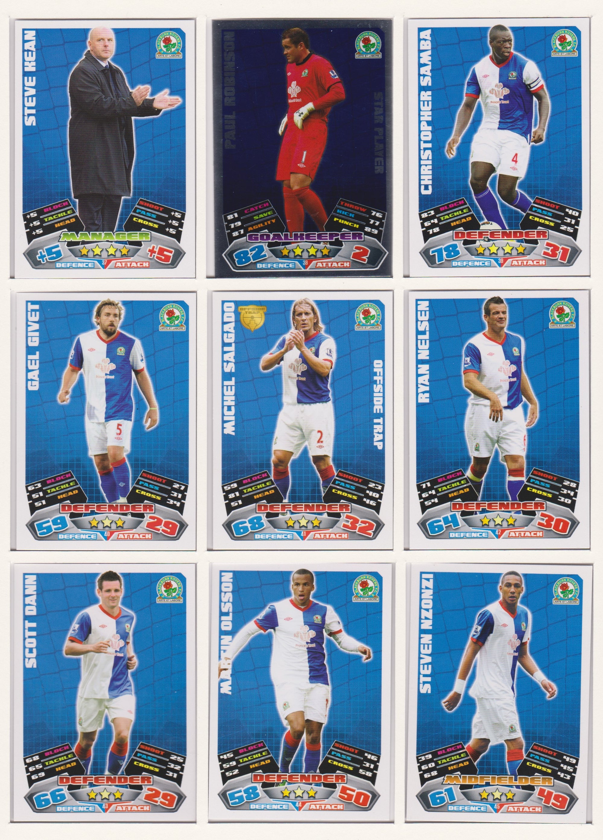 000. BLACKBURN - KOMPLETT SETT MED TOPPS MATCH ATTAX PREMIER LEAGUE 2011/12