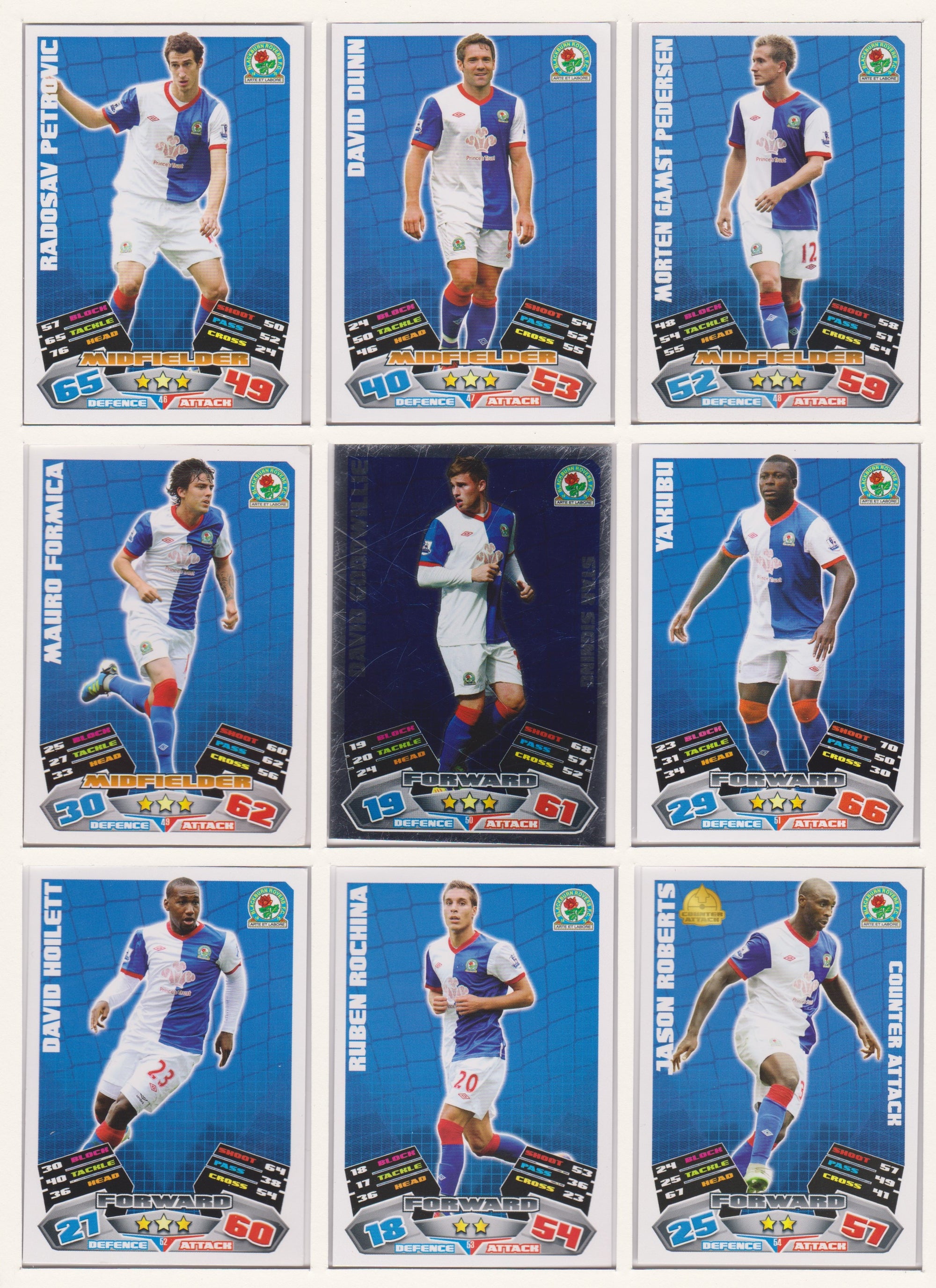 000. BLACKBURN - KOMPLETT SETT MED TOPPS MATCH ATTAX PREMIER LEAGUE 2011/12