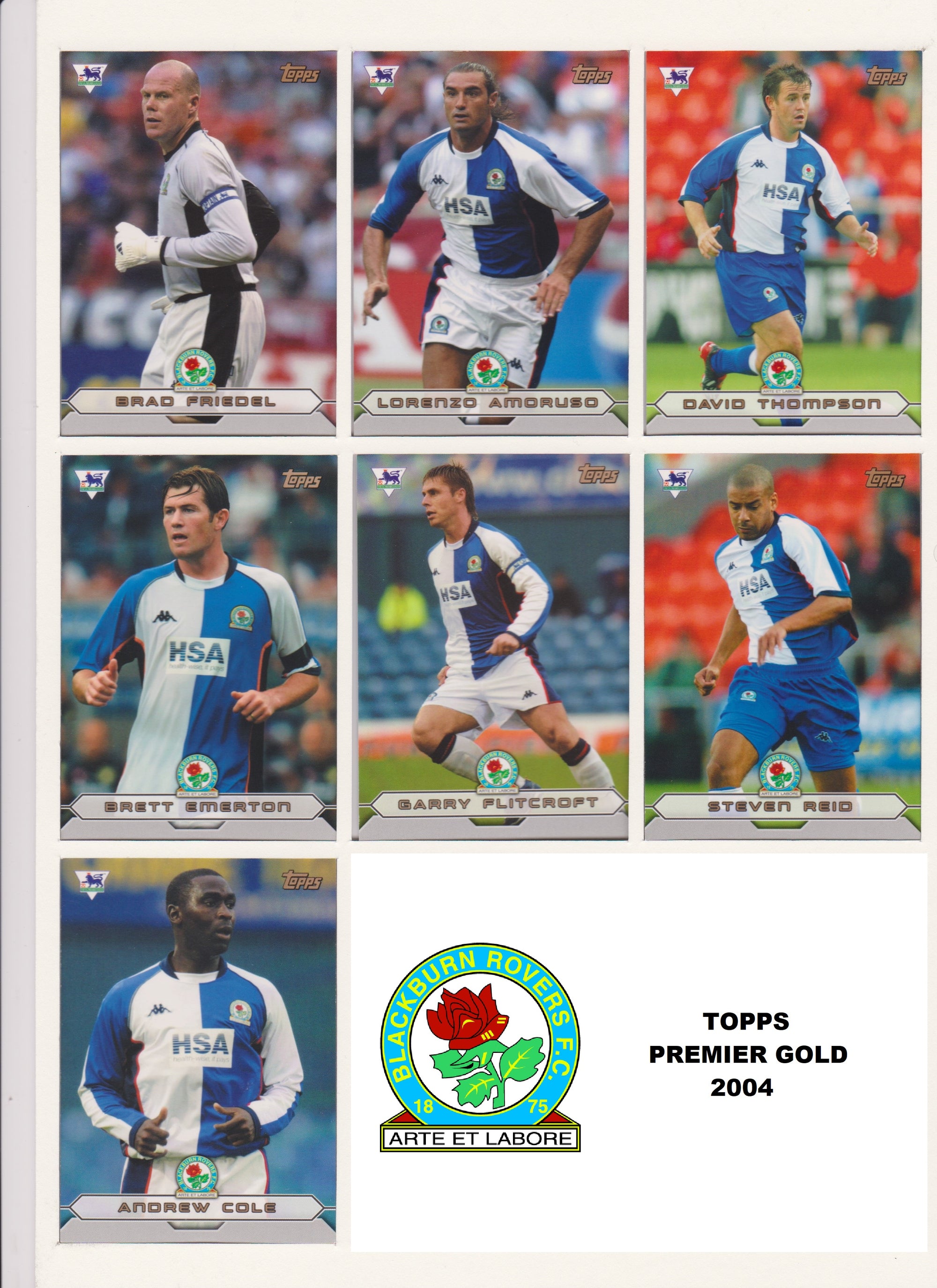 000. BLACKBURN - KOMPLETT SETT MED FOTBALLKORT TOPPS PREMIER GOLD 2004